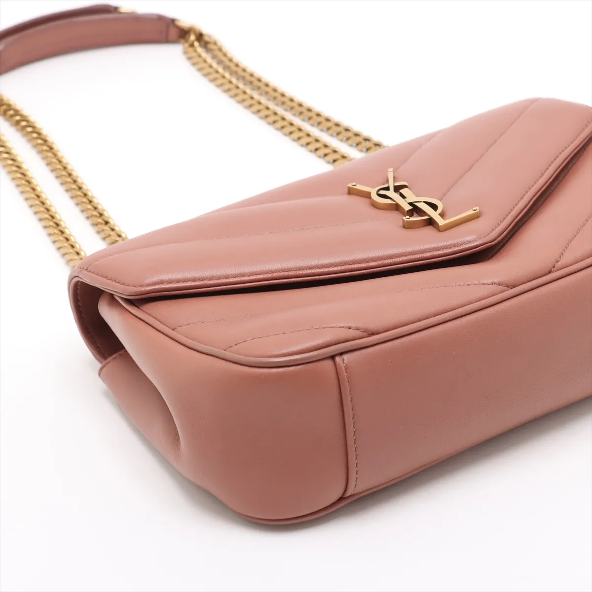 Lulu Leather Chain Shoulder Bag Pink 801437 with Mirror — view 4