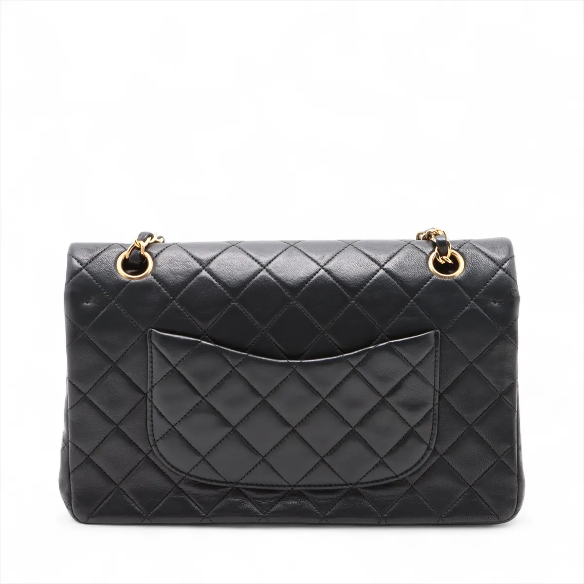 Matelasse 25 Lambskin Double Flap Double Chain Bag Black Gold Hardware 1518926 No. 1 A01112 — view 2
