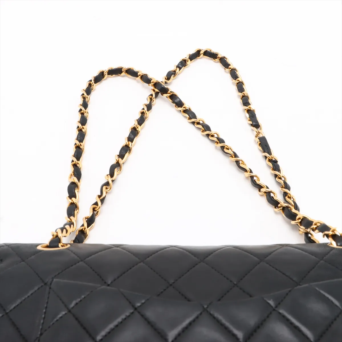 Matelasse 25 Lambskin Double Flap Double Chain Bag Black Gold Hardware 1518926 No. 1 A01112 — view 6