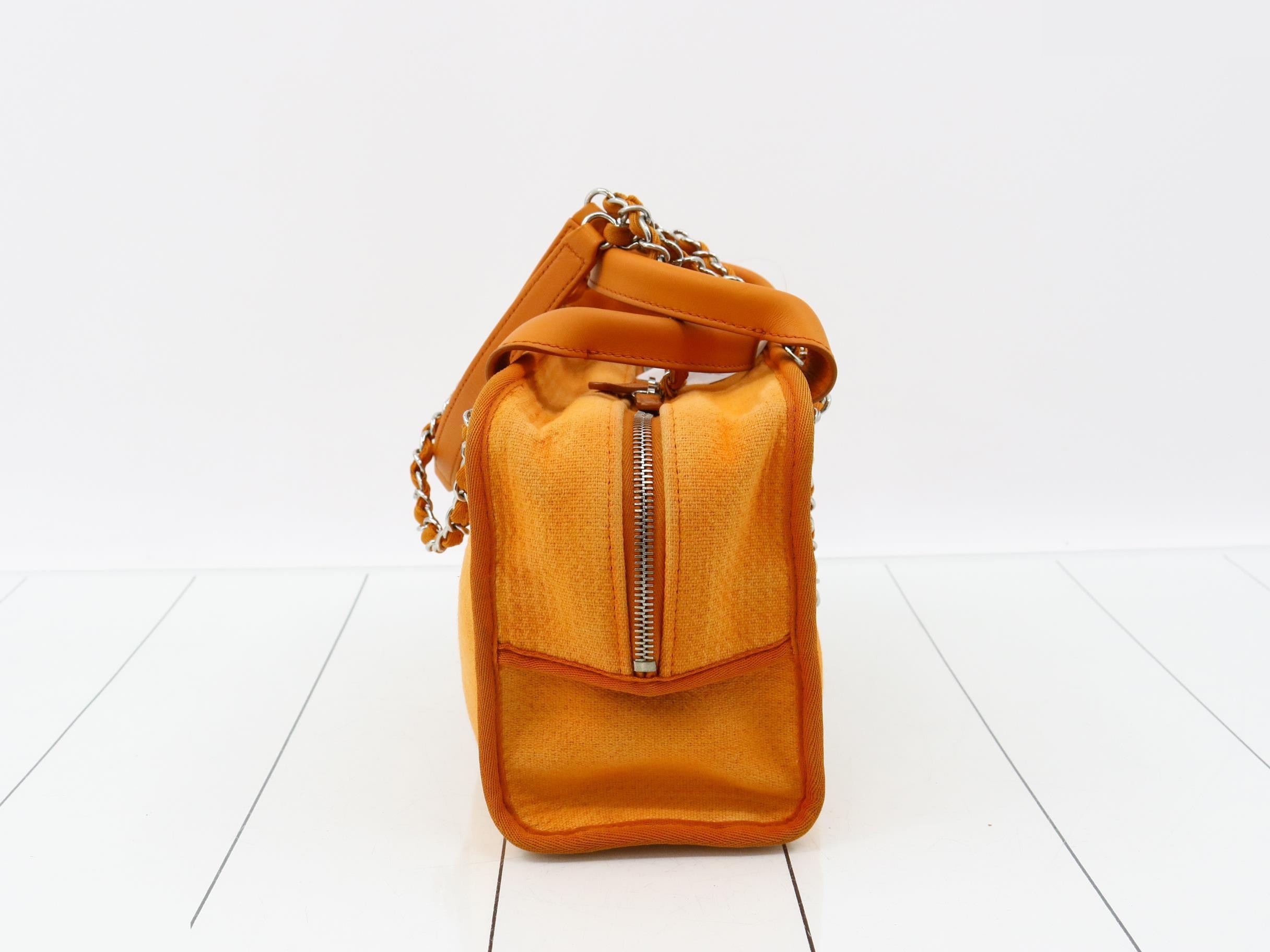 Deauville PM Canvas 2-Way Handbag/Chain Semi-Shoulder Bag, Orange — view 4
