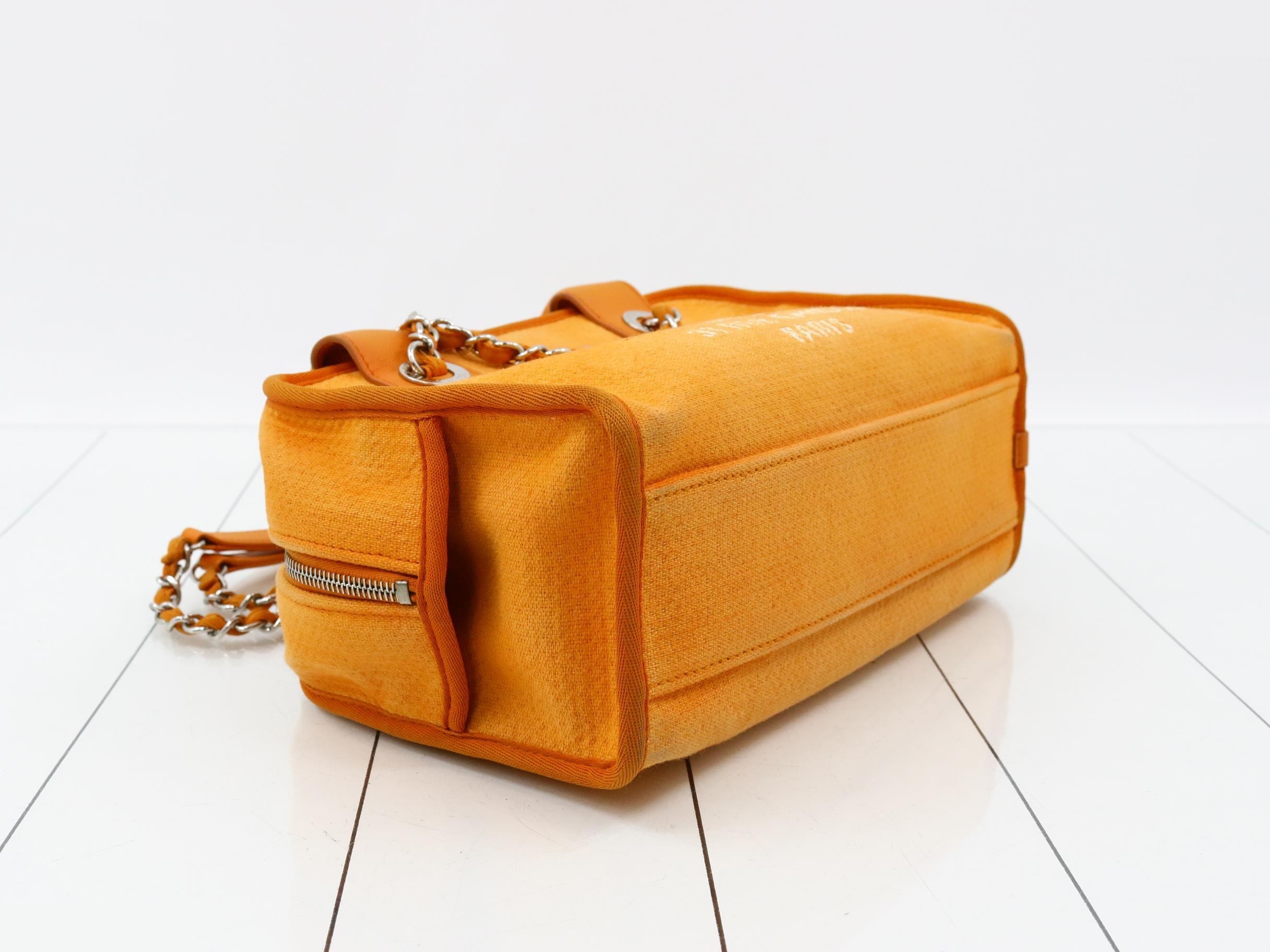 Deauville PM Canvas 2-Way Handbag/Chain Semi-Shoulder Bag, Orange — view 5