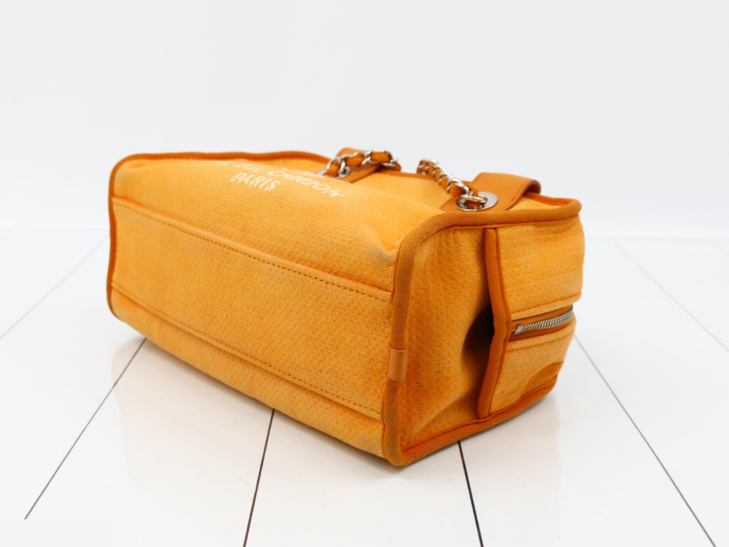 Deauville PM Canvas 2-Way Handbag/Chain Semi-Shoulder Bag, Orange — view 6