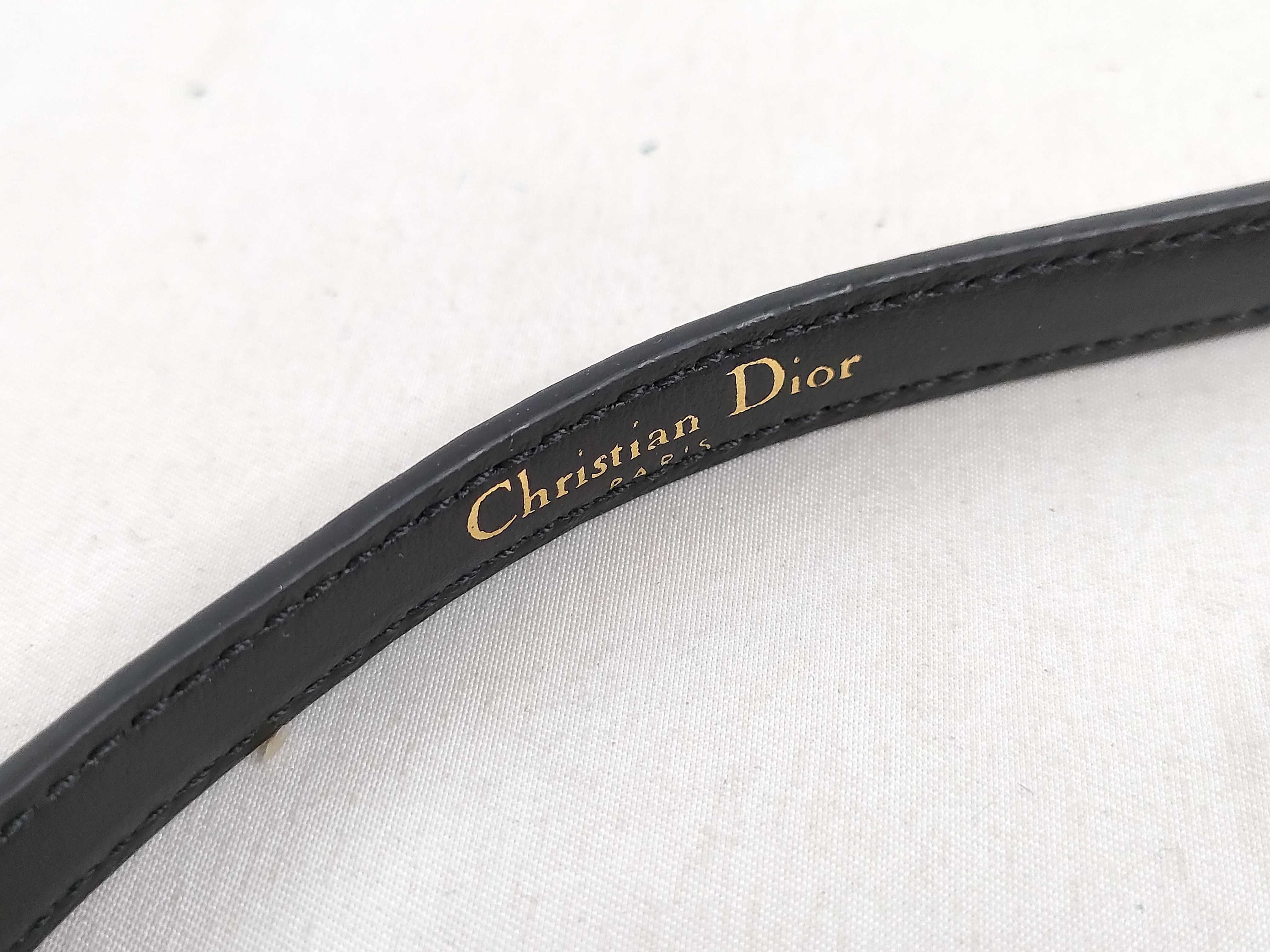 CD Logo Leopard Narrow Leather Belt (Black & Red) — view 5