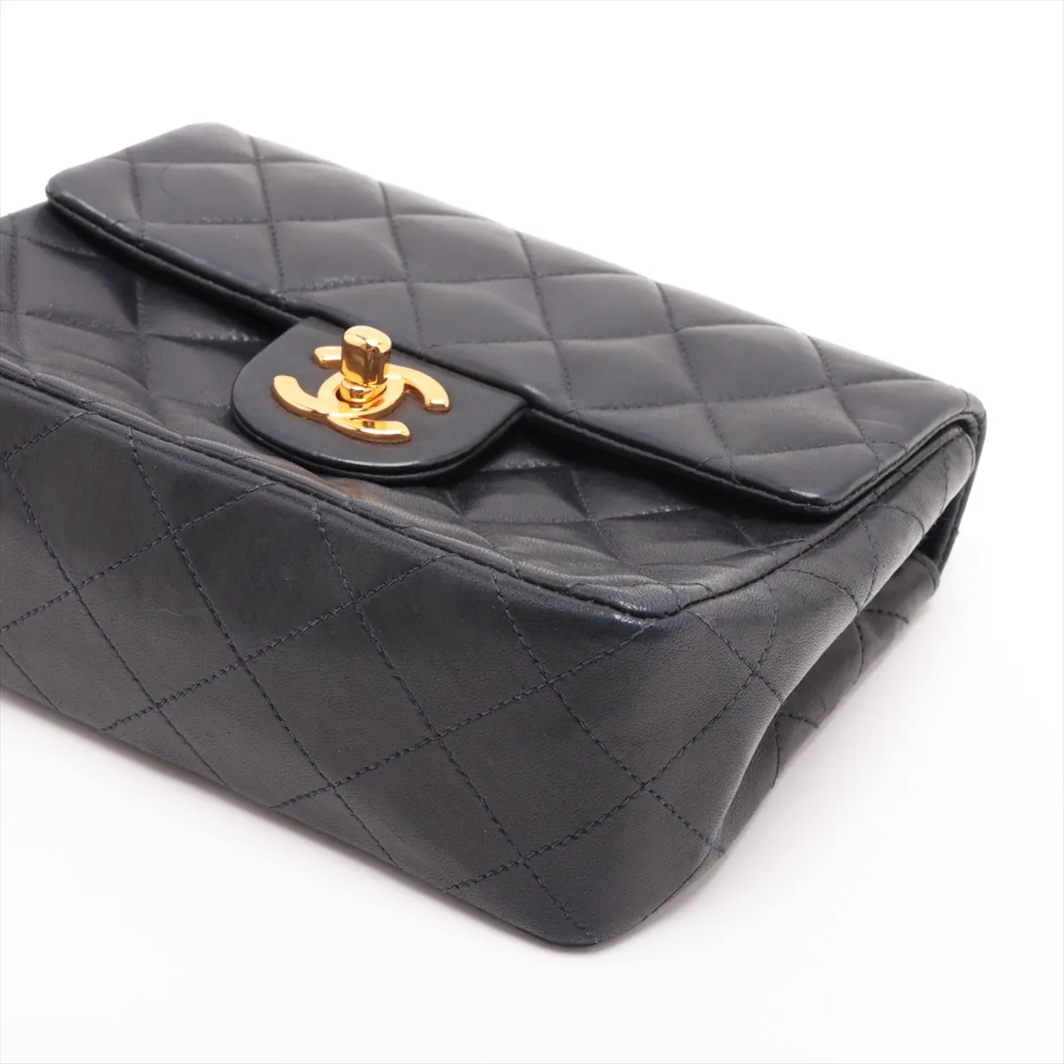 Mini Matelassé 17 Lambskin Single Flap Single Chain Bag, Black with Gold Hardware, 5283467, Series 5, A01115 — view 3