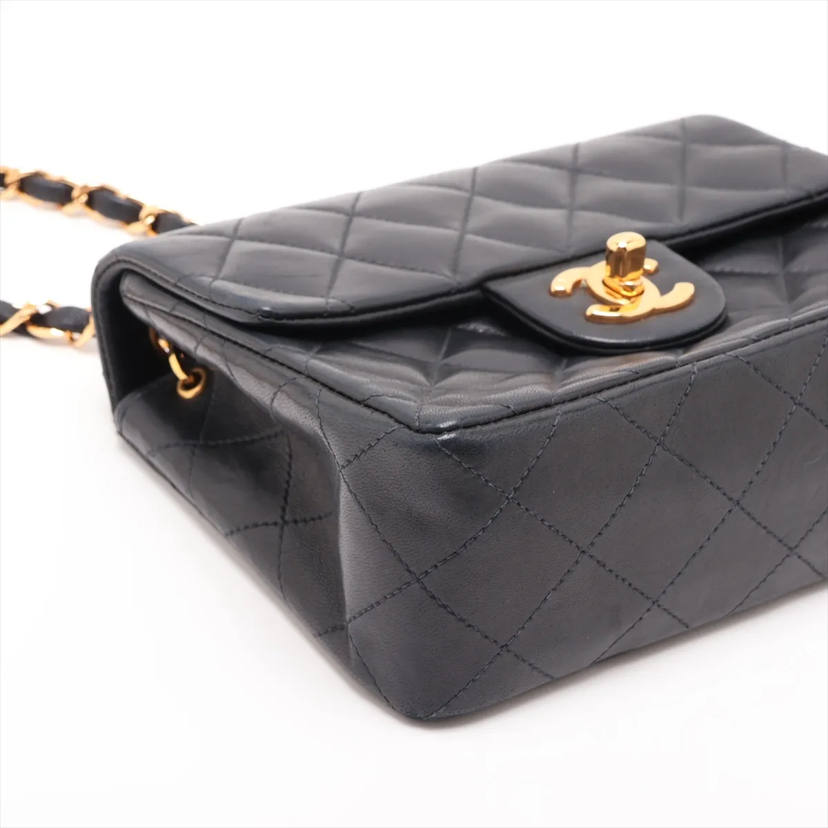 Mini Matelassé 17 Lambskin Single Flap Single Chain Bag, Black with Gold Hardware, 5283467, Series 5, A01115 — view 4