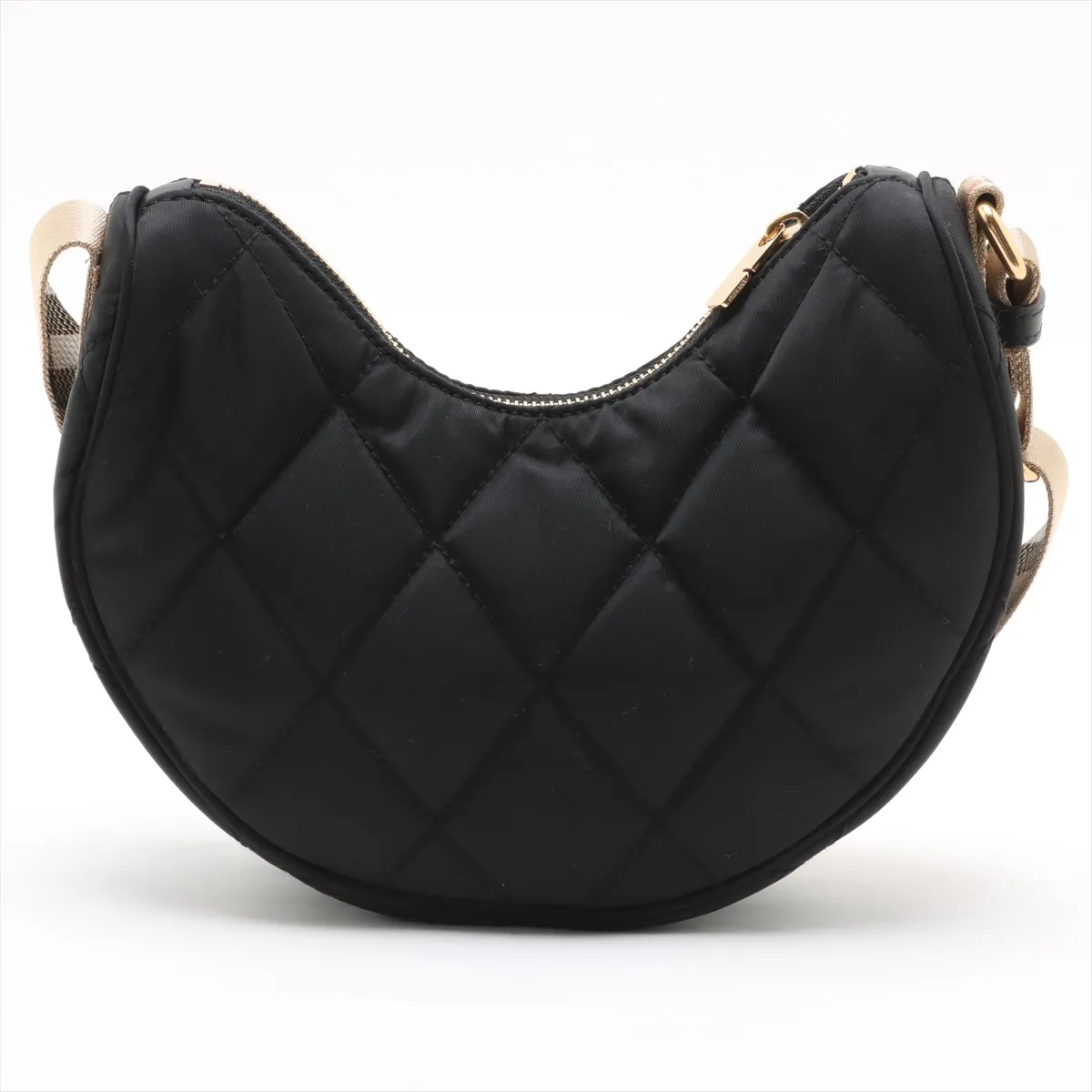 Horseshoe Nylon x Leather Shoulder Bag Black x Brown — view 2