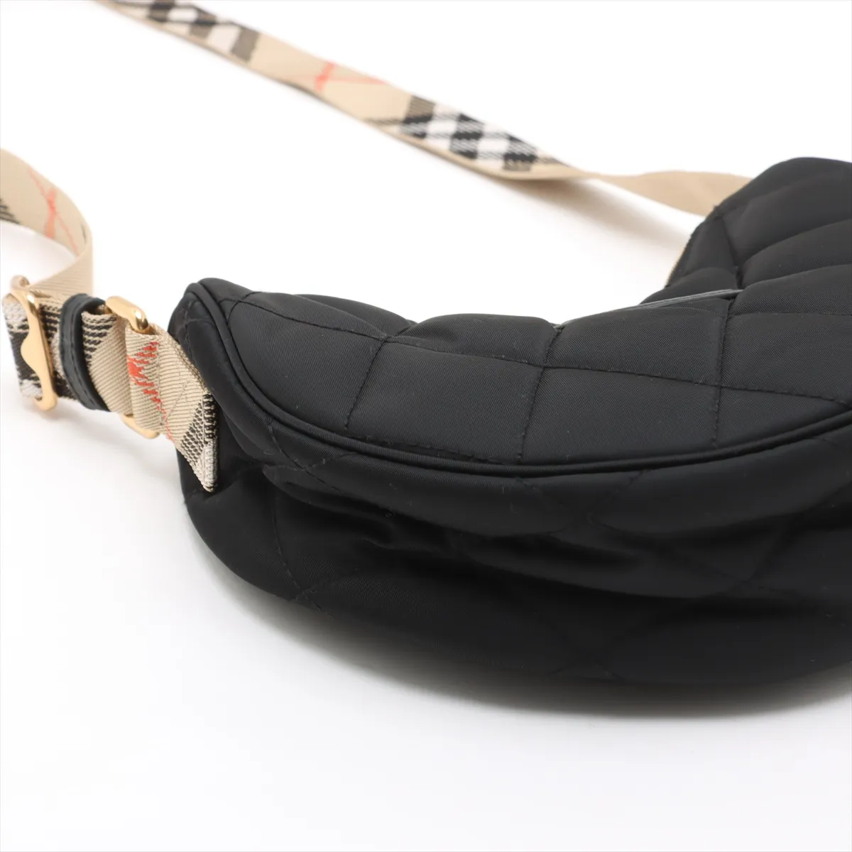 Horseshoe Nylon x Leather Shoulder Bag Black x Brown — view 4
