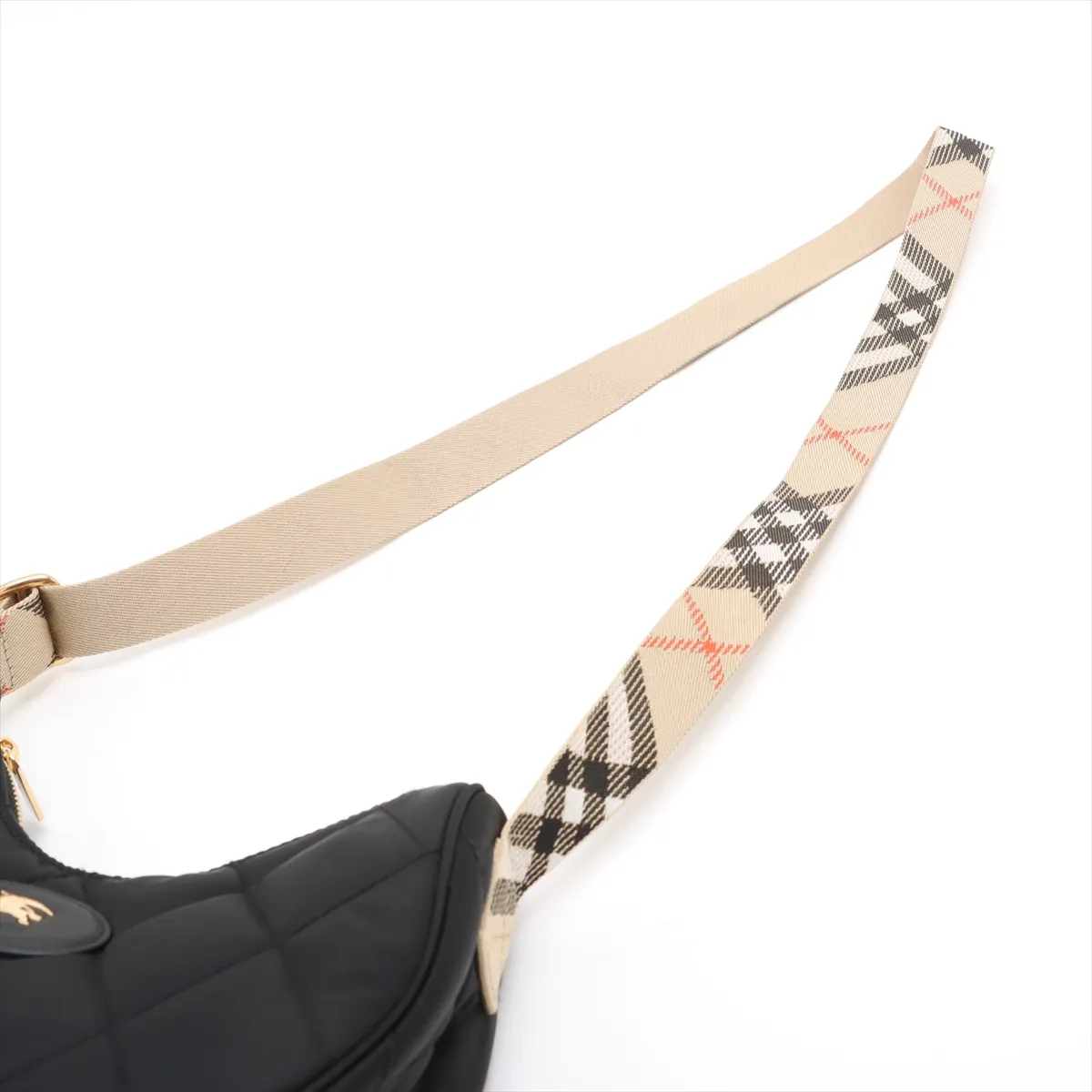 Horseshoe Nylon x Leather Shoulder Bag Black x Brown — view 5