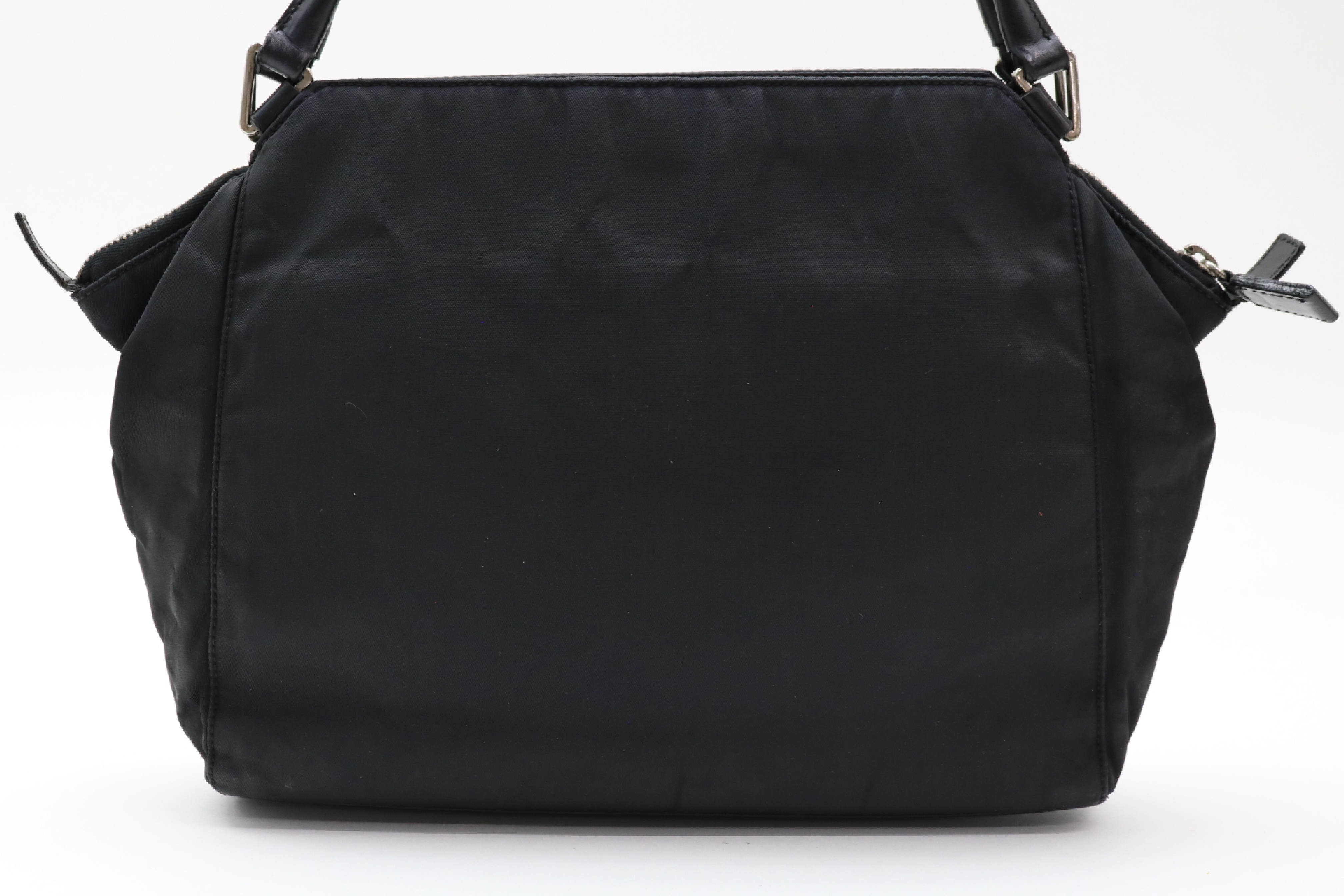 Triangle Logo Nylon Leather Handbag — view 2