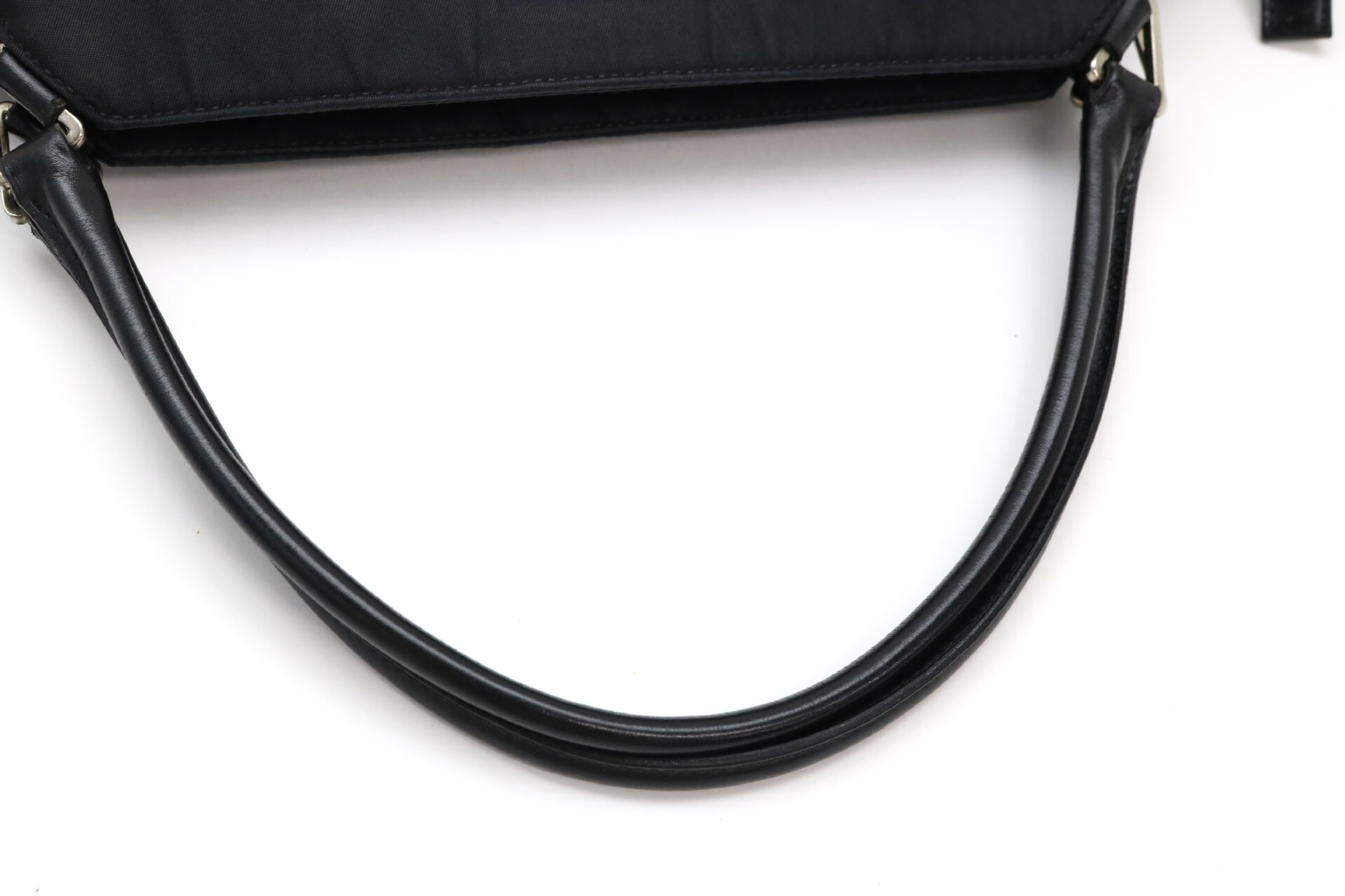 Triangle Logo Nylon Leather Handbag — view 7