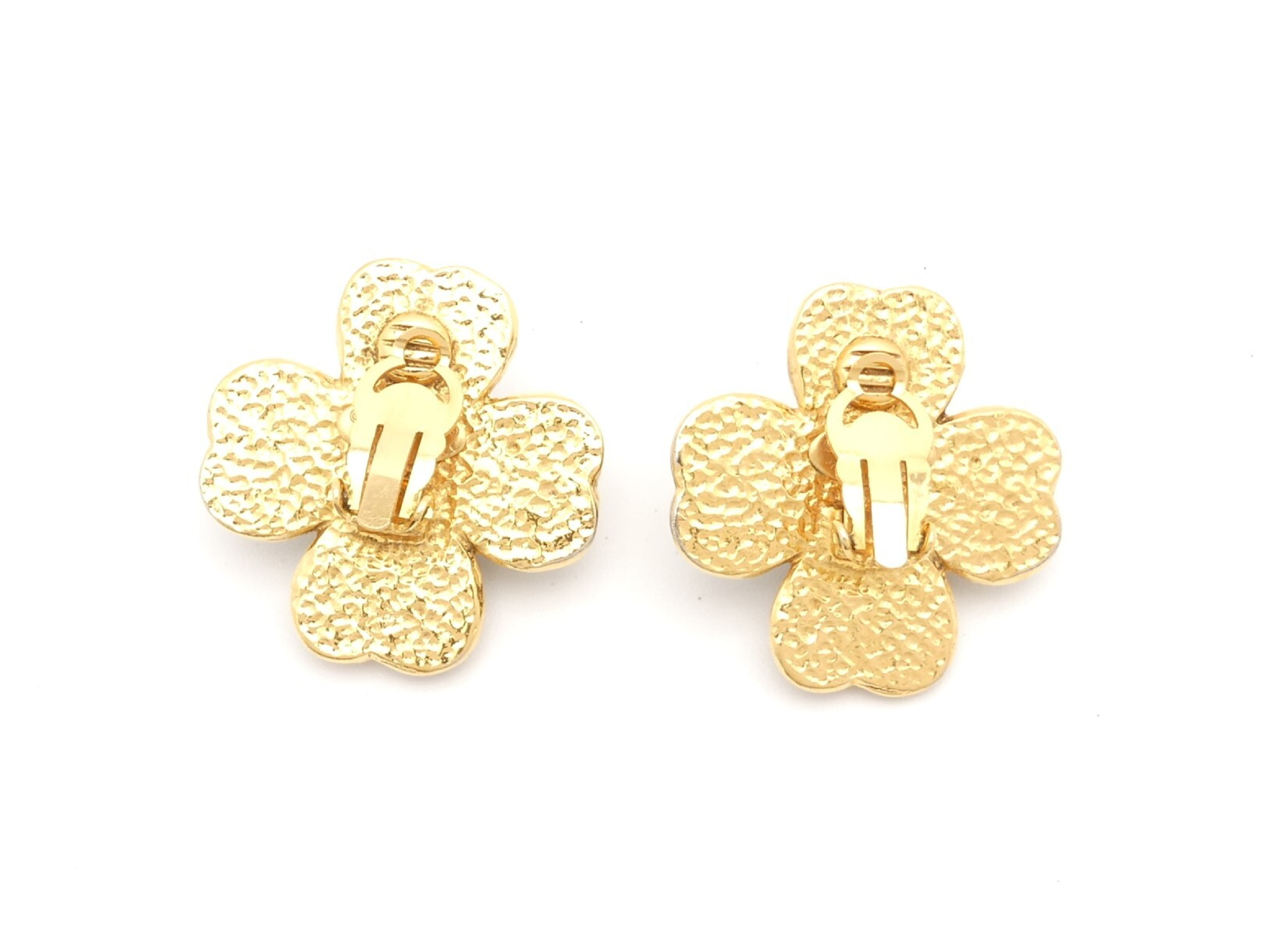Coco Mark Clover Gold Earrings — view 2