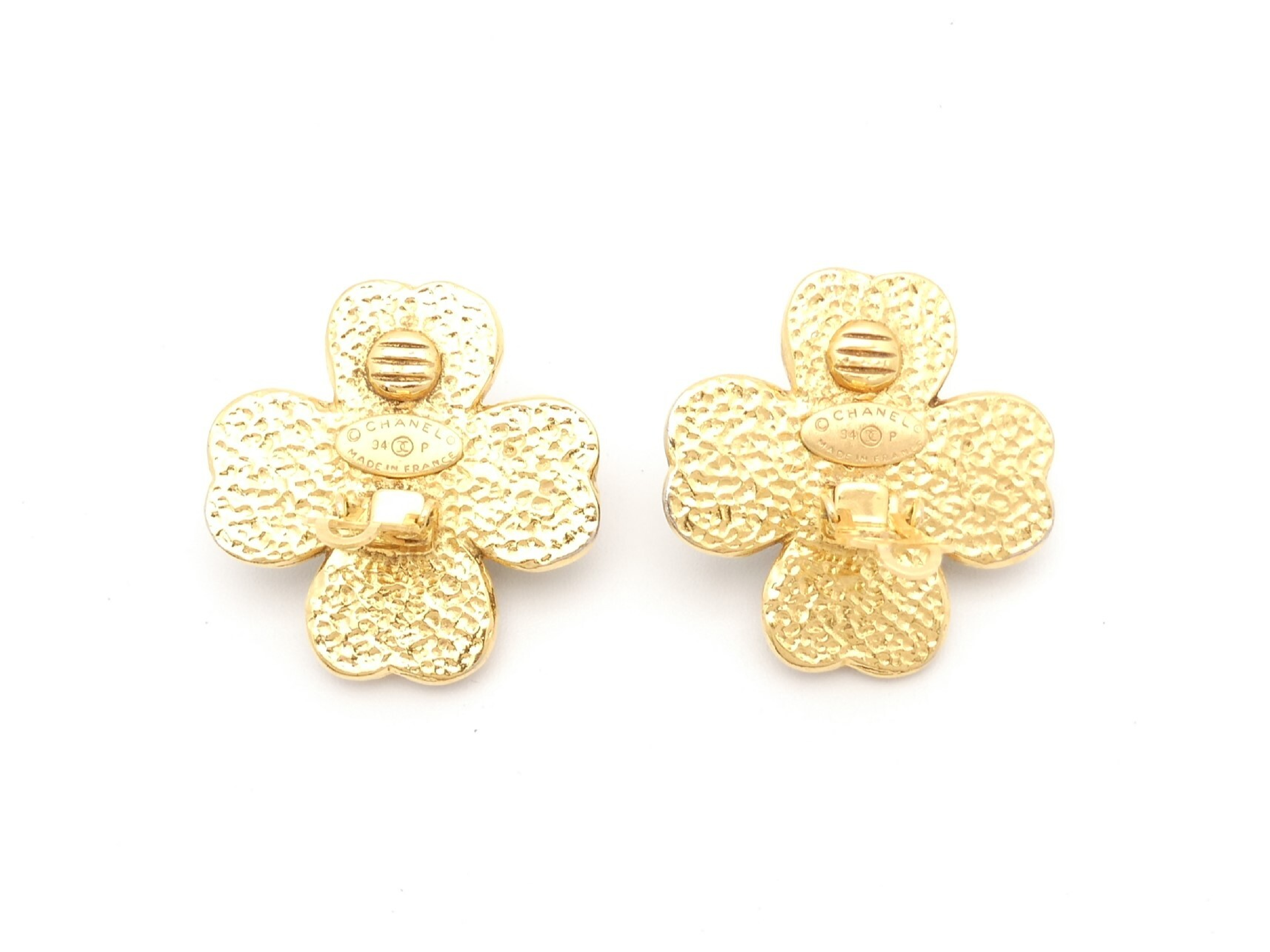 Coco Mark Clover Gold Earrings — view 3