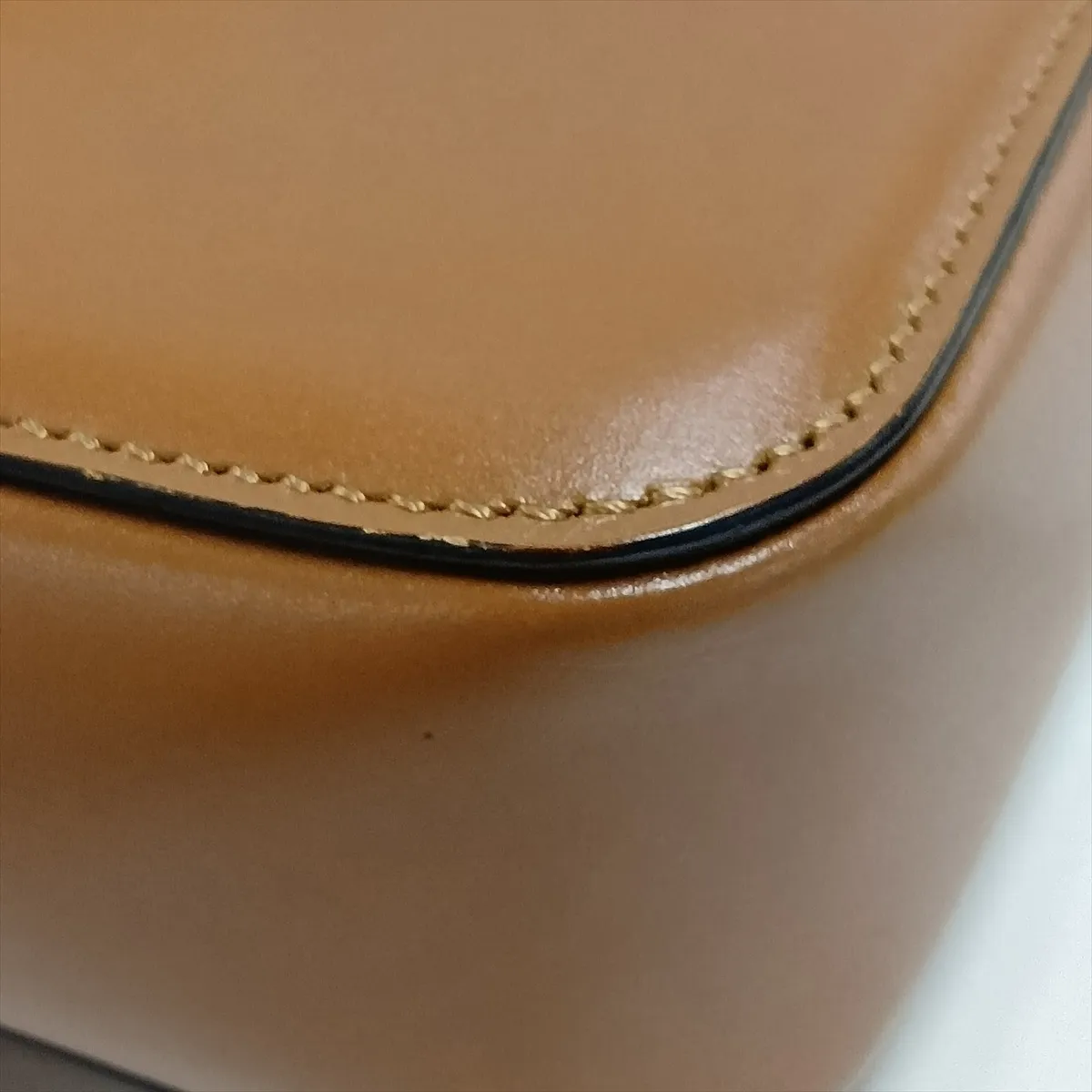 Triomphe Teen Leather Shoulder Bag, Brown — view 15