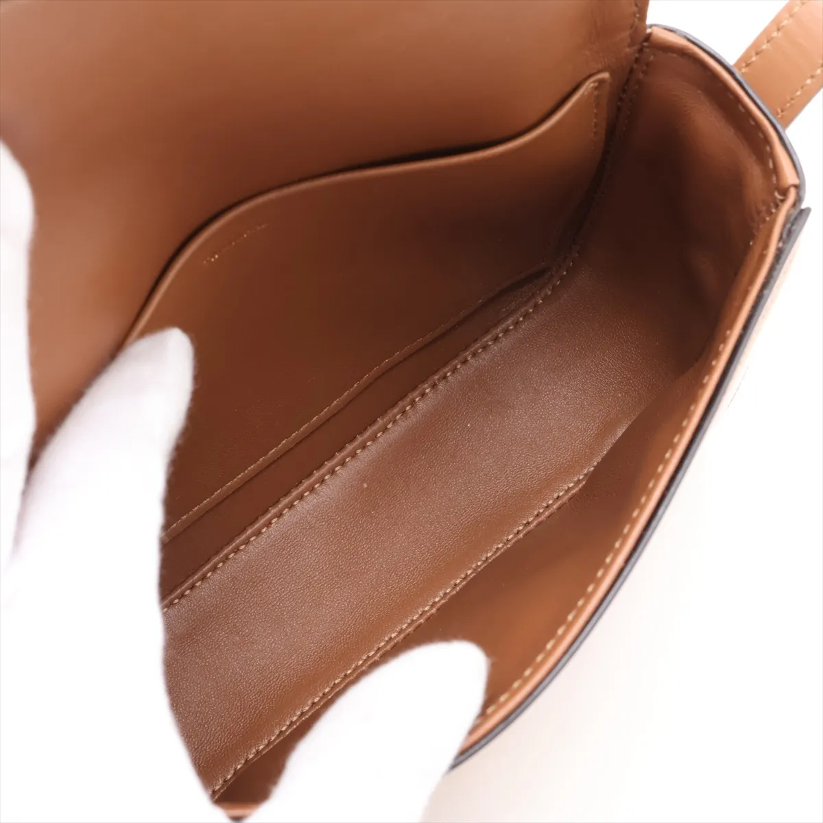 Triomphe Teen Leather Shoulder Bag, Brown — view 6
