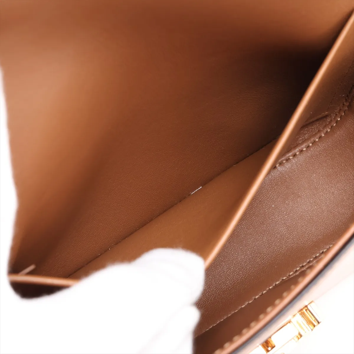 Triomphe Teen Leather Shoulder Bag, Brown — view 7
