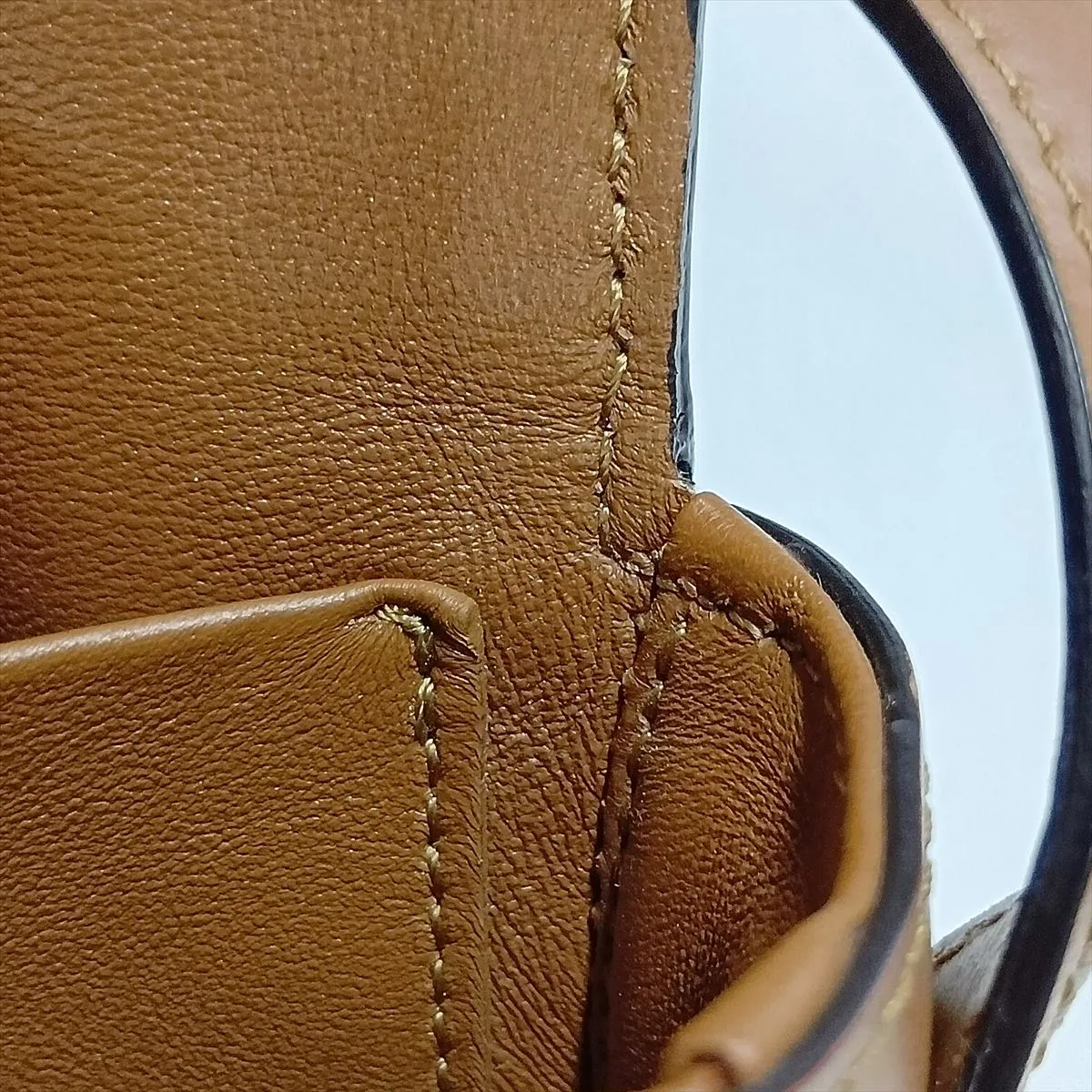 Triomphe Teen Leather Shoulder Bag, Brown — view 9