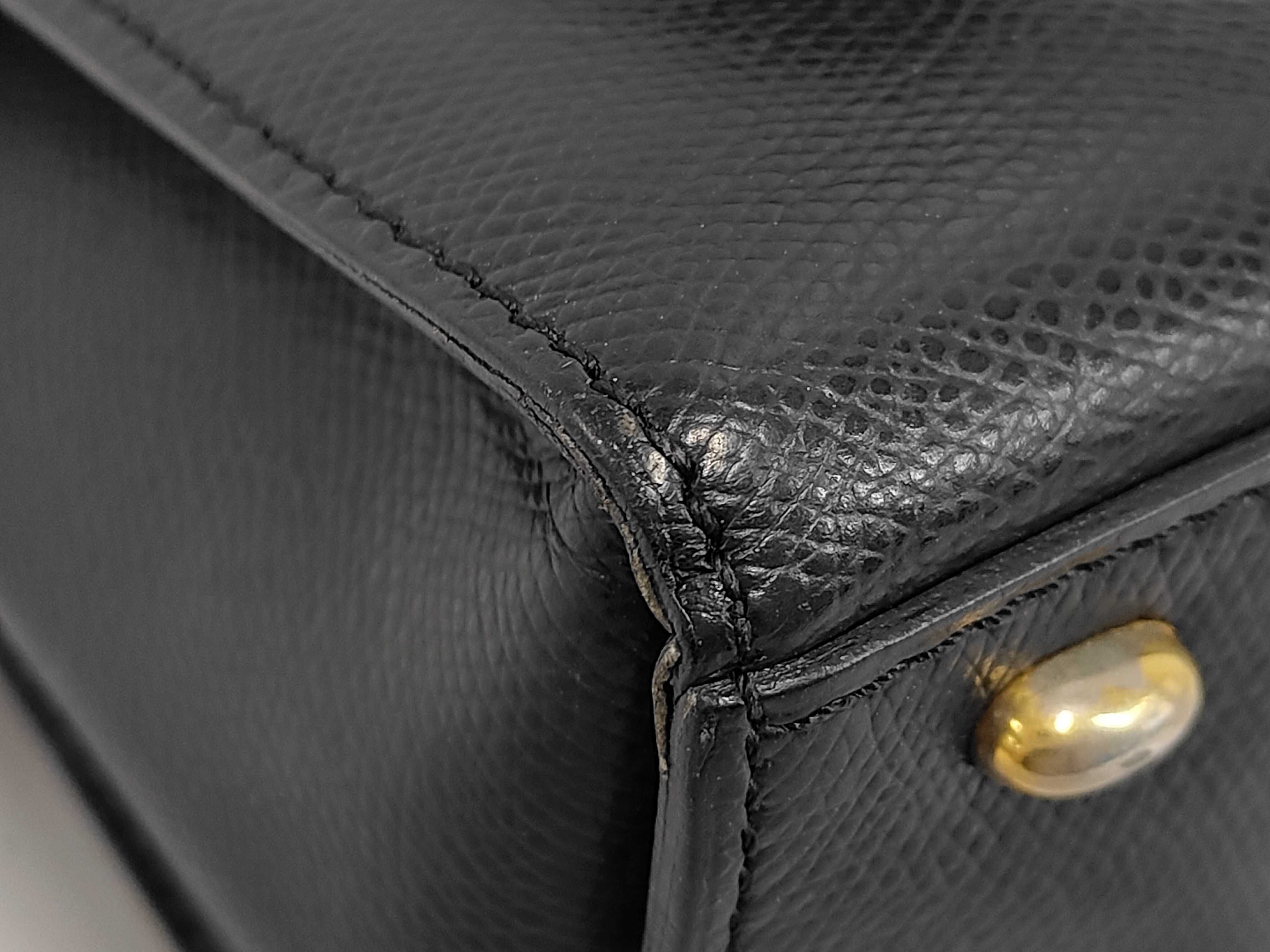 Leather Turnlock Handbag, Black Handbag — view 3