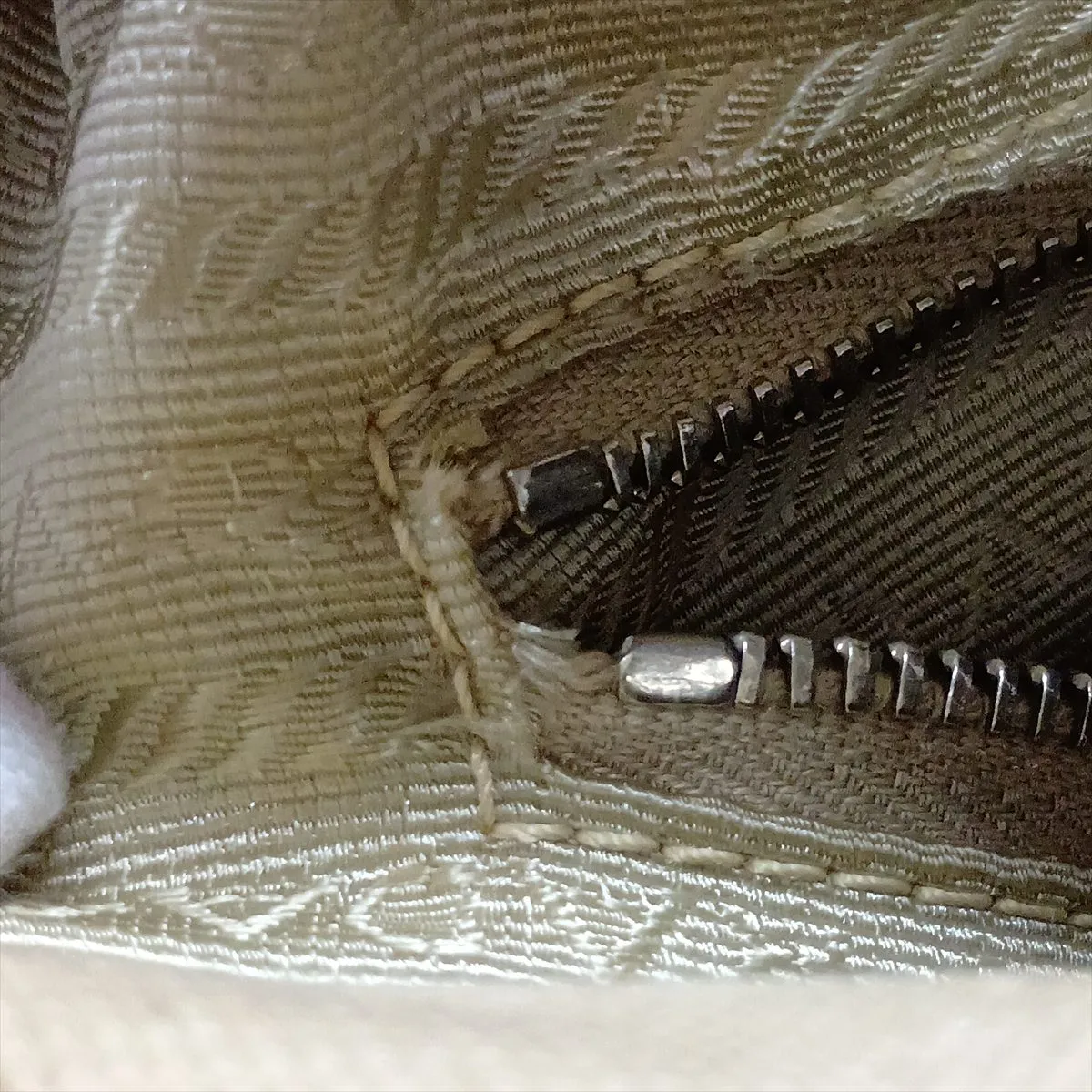 Canvas x Leather Handbag, Beige — view 11