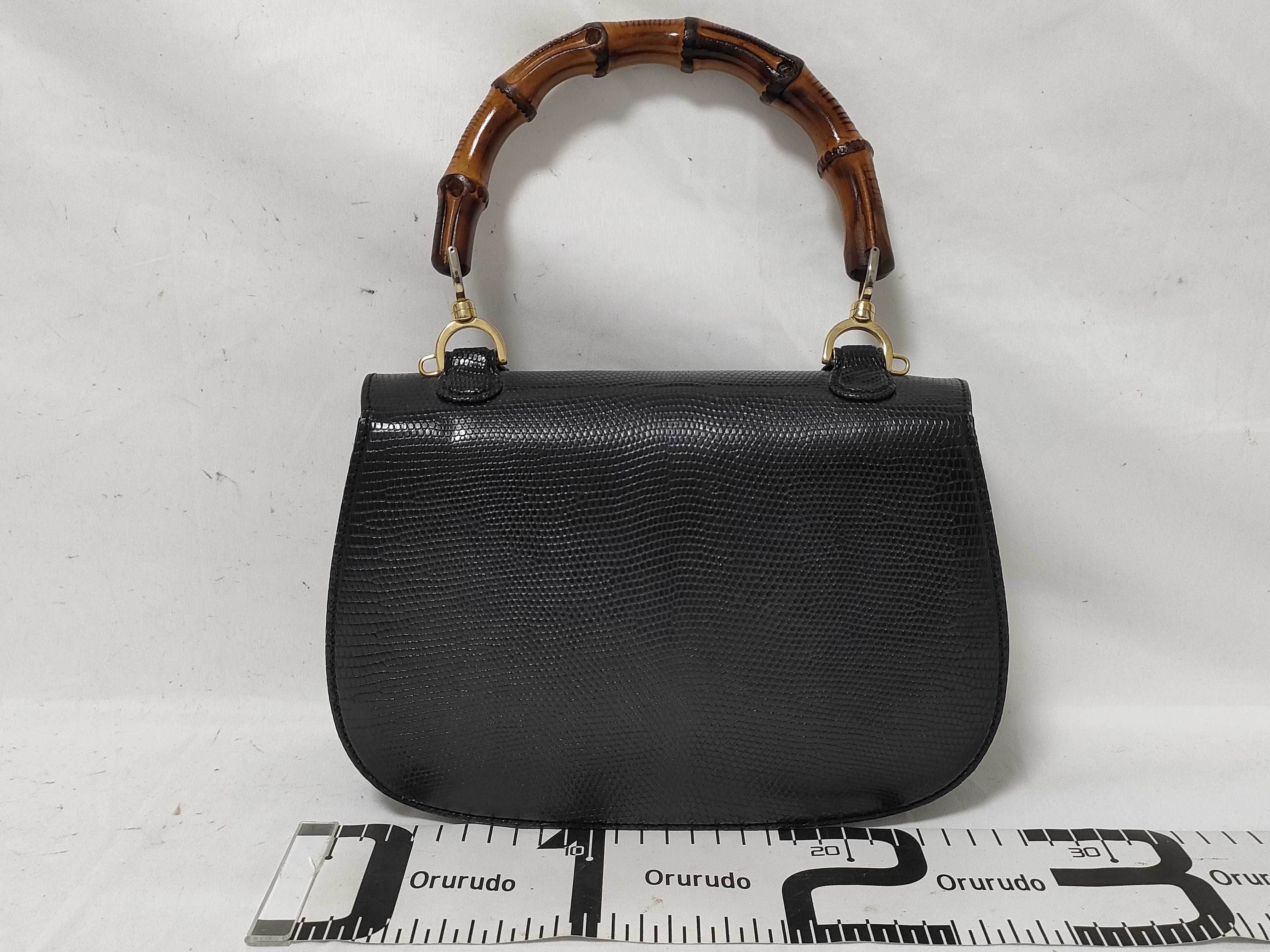 Bamboo Leather Shoulder Bag, Black, 000 01 0633 (Handbag) — view 2