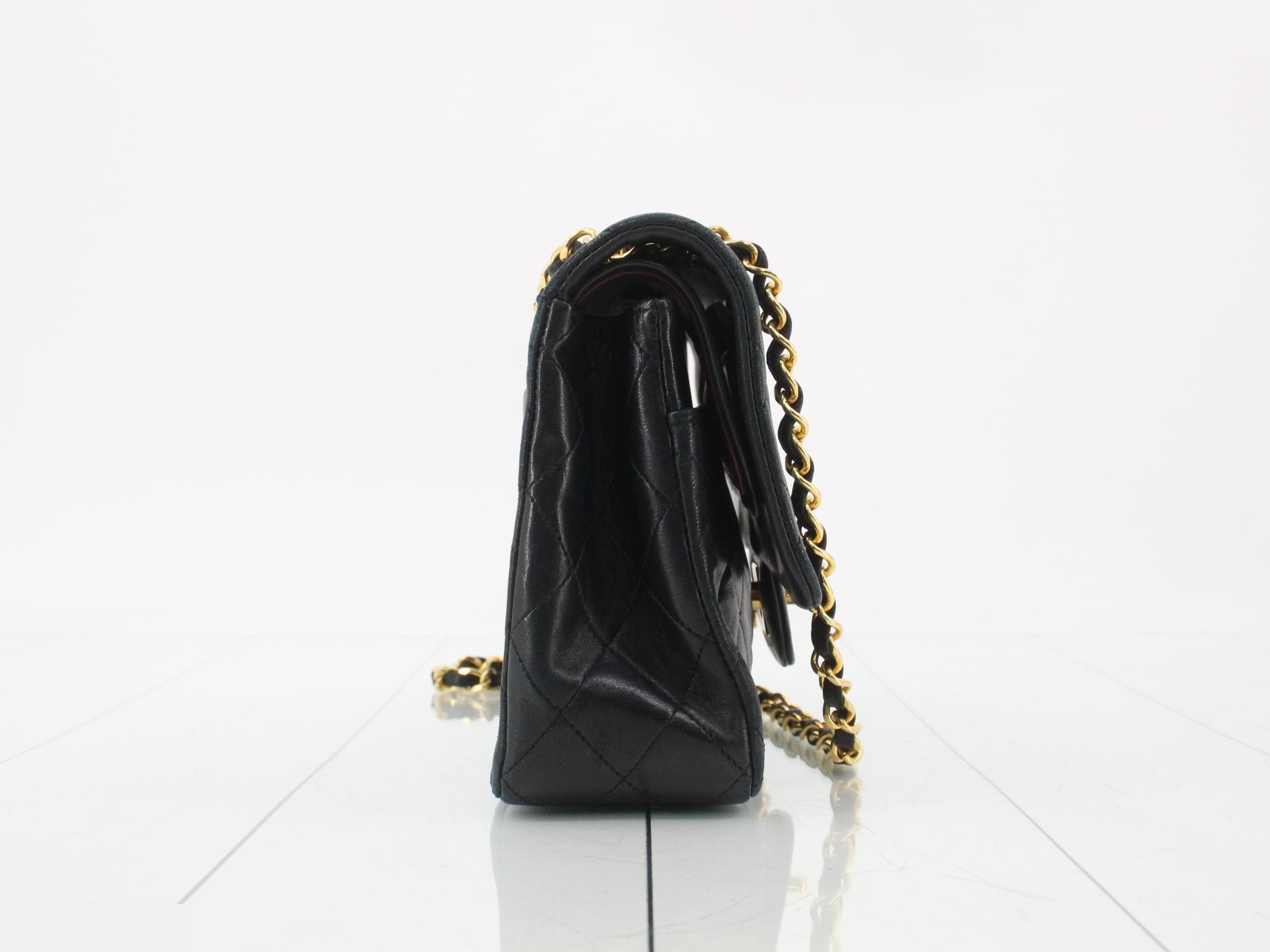 Matelassé Lambskin Chain Shoulder Bag, Black — view 4