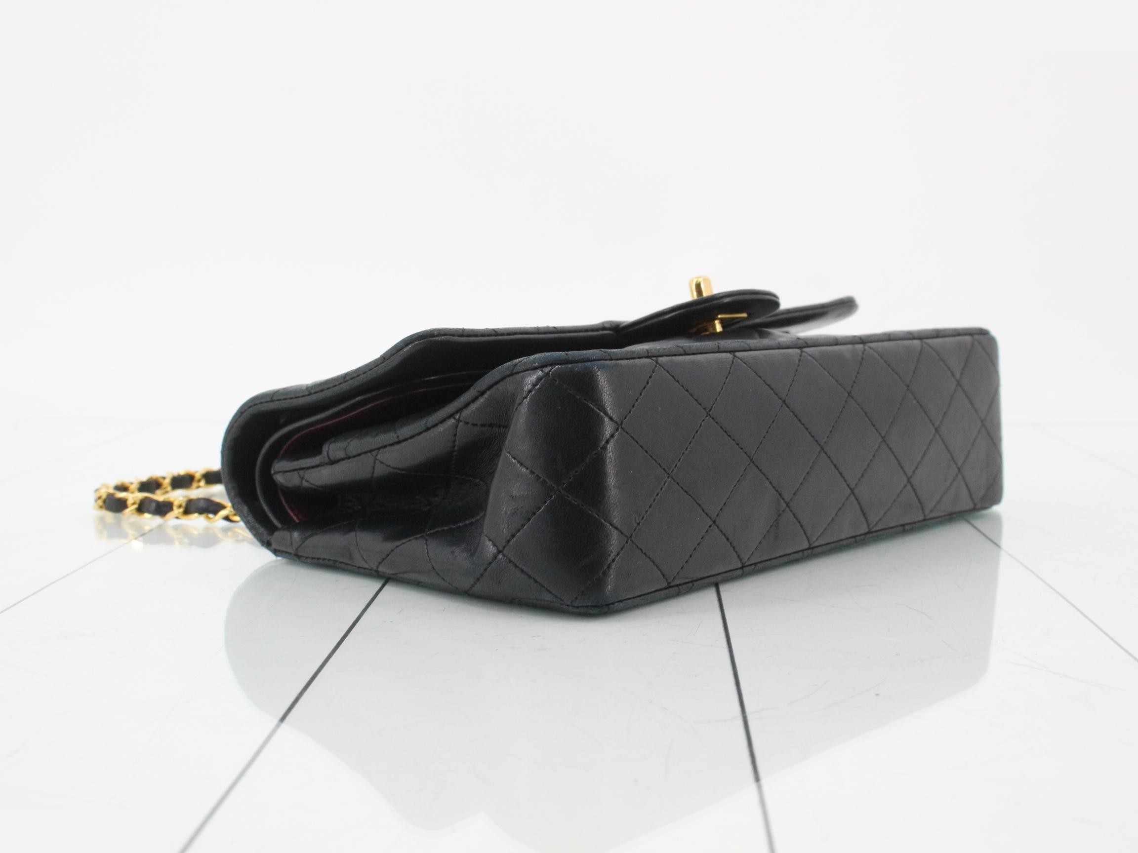 Matelassé Lambskin Chain Shoulder Bag, Black — view 5