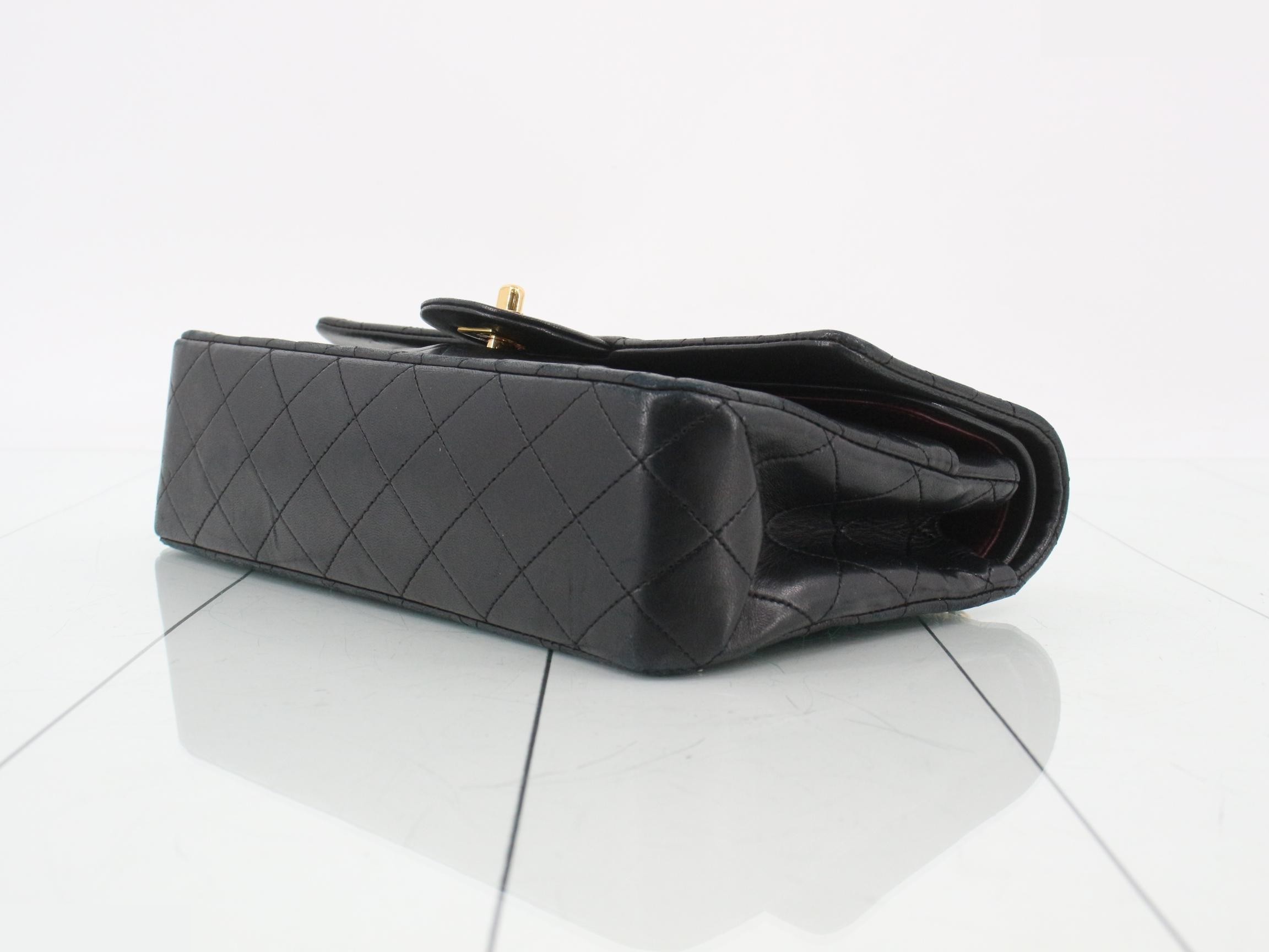 Matelassé Lambskin Chain Shoulder Bag, Black — view 6