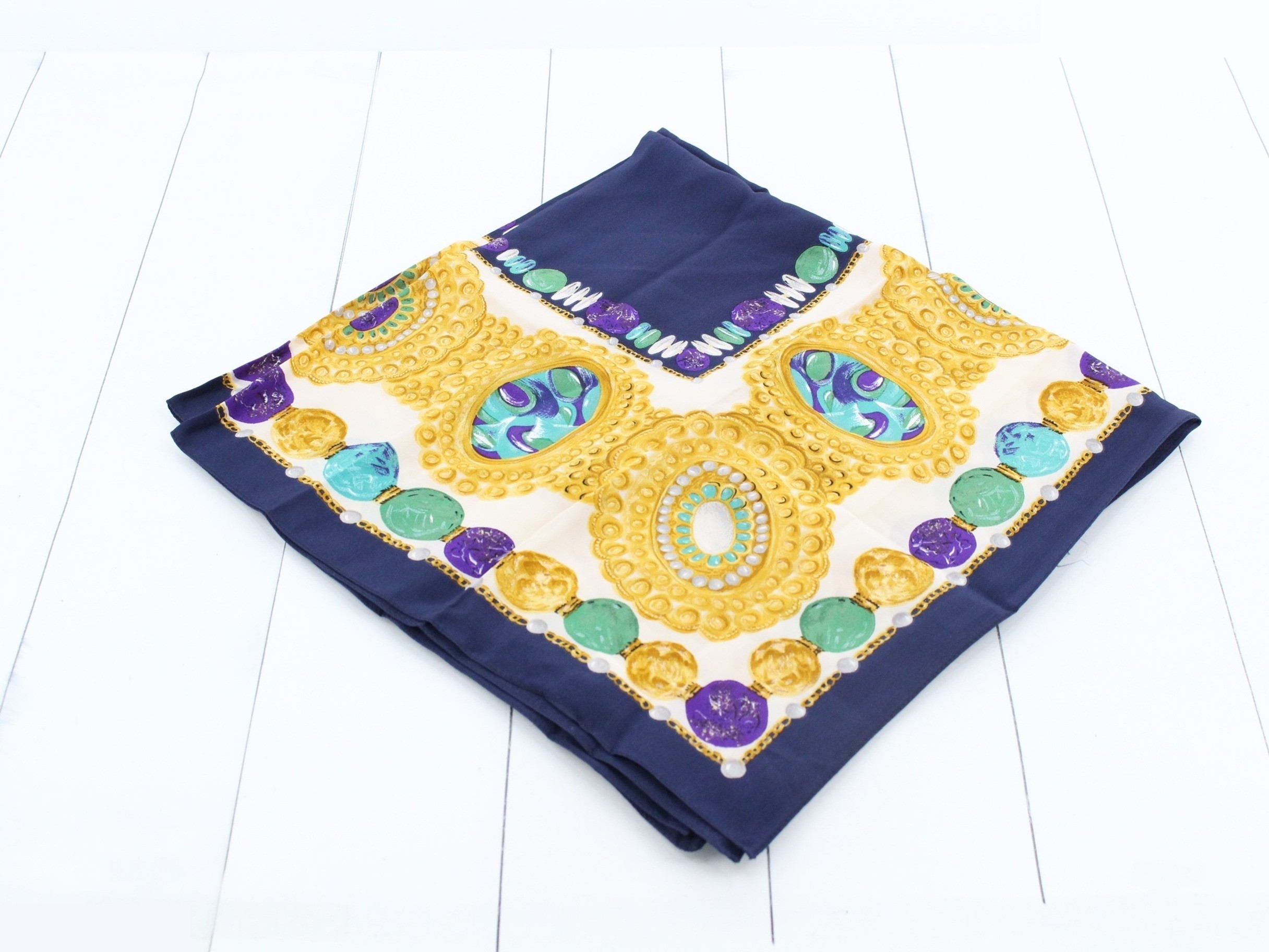 silk scarf, navy — view 2