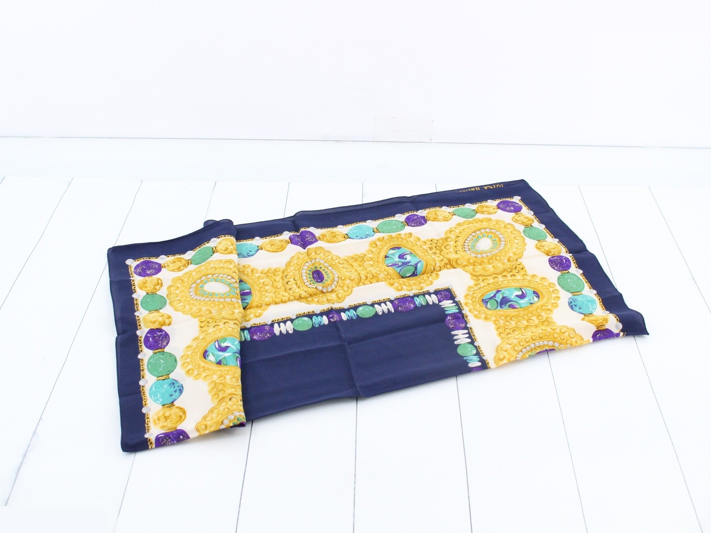 silk scarf, navy — view 3