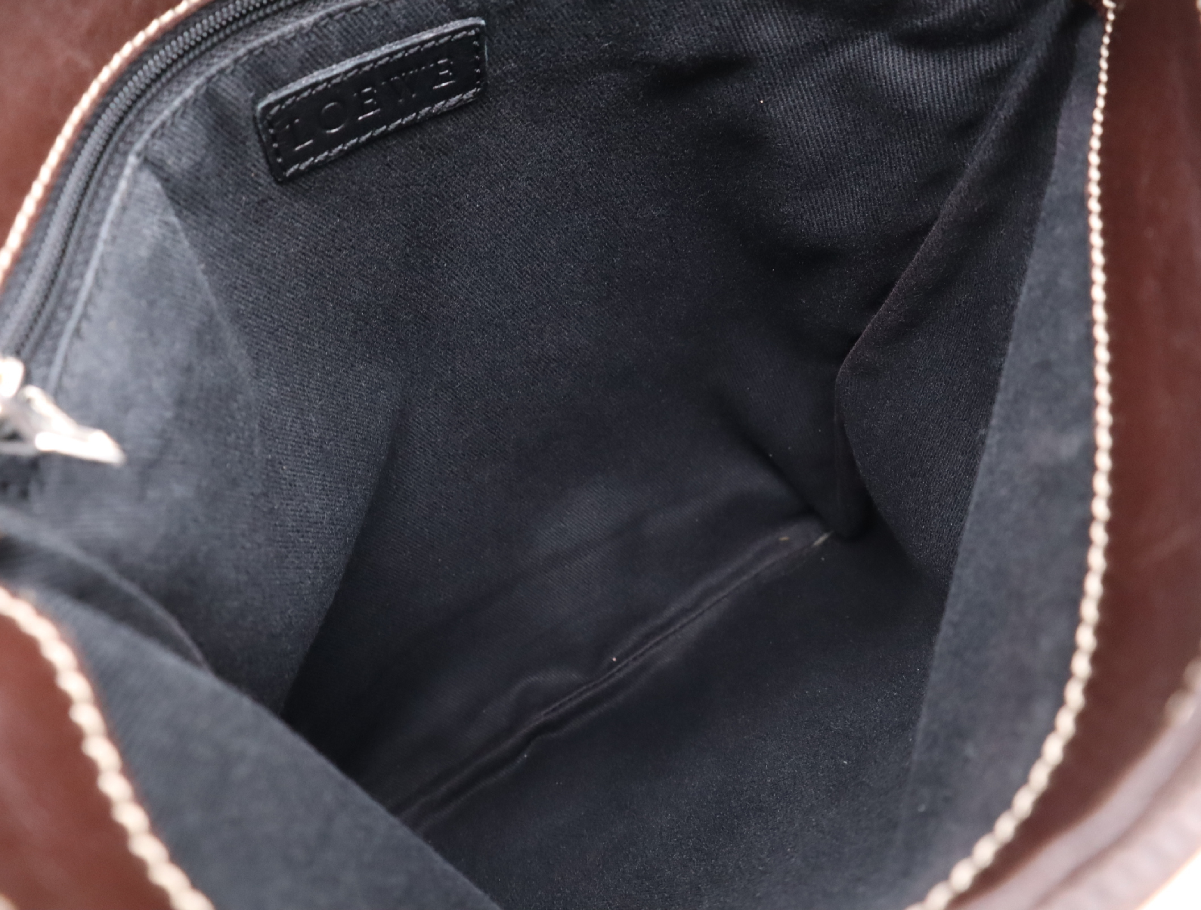 Canvas x Leather Anagram Shoulder Bag (Blue/Brown) — view 12