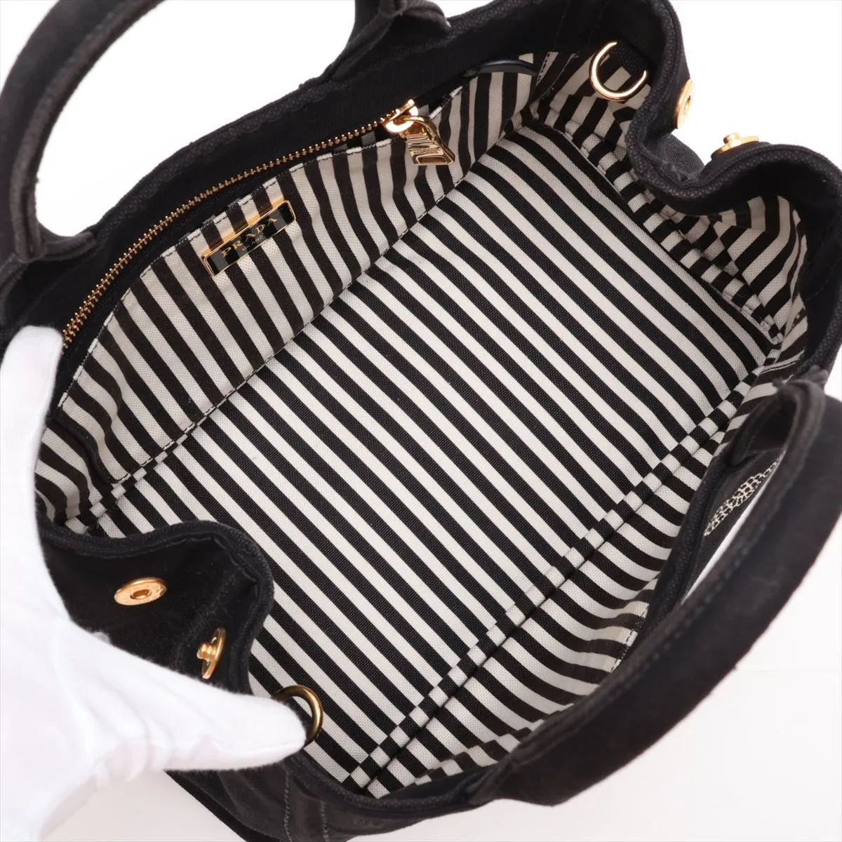 Canapa 1BG439 Canvas 2-Way Handbag, Black — view 8