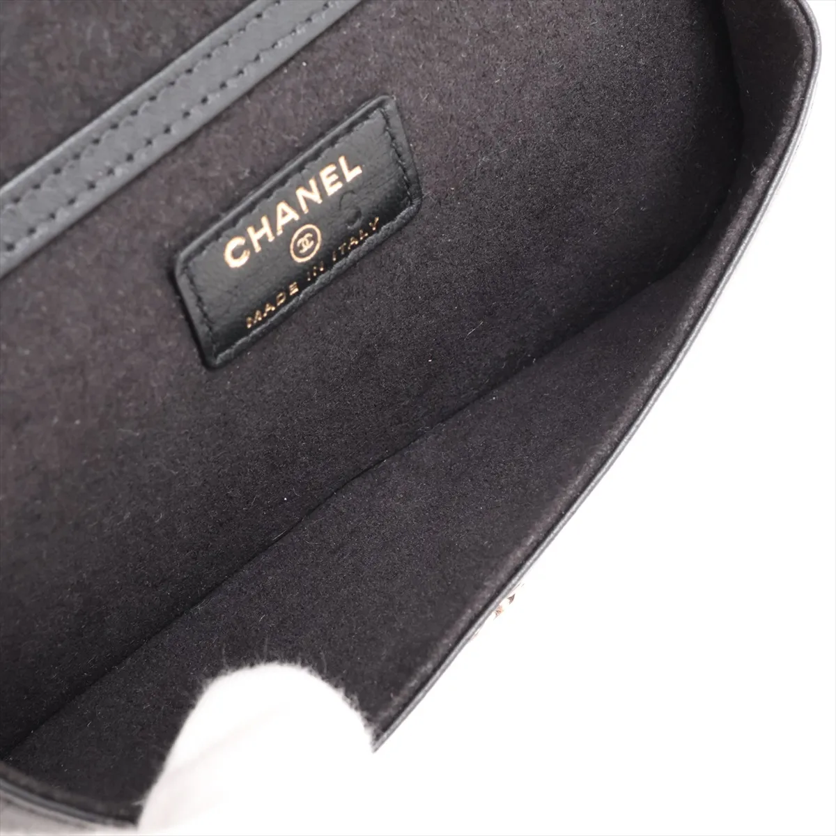 Matelassé Lambskin Chain Shoulder Bag with Glasses Case, Black with Gold Hardware, 32113262, Serial Number 32 — view 6