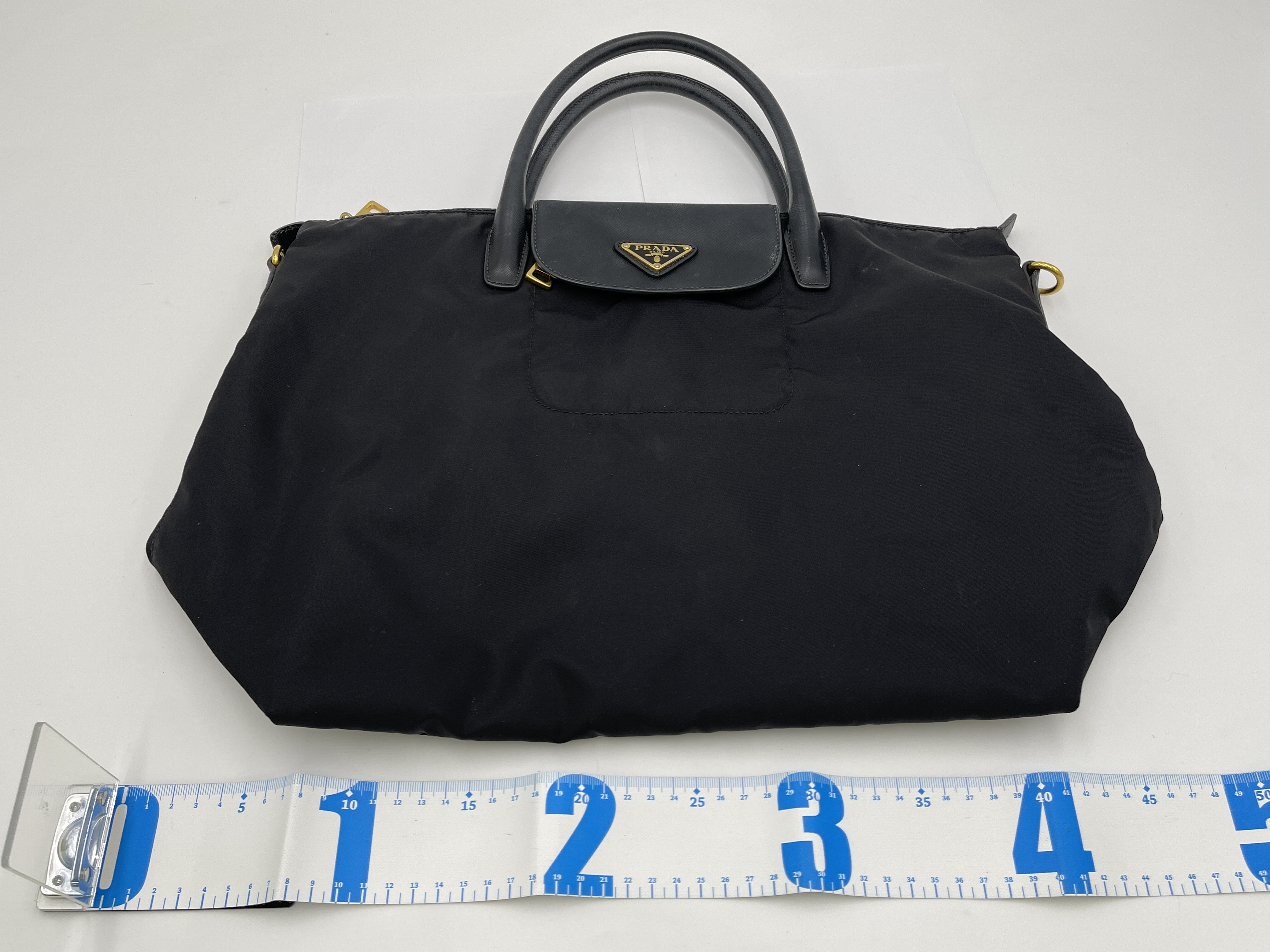 Nylon Black Triangle Logo Handbag — view 13