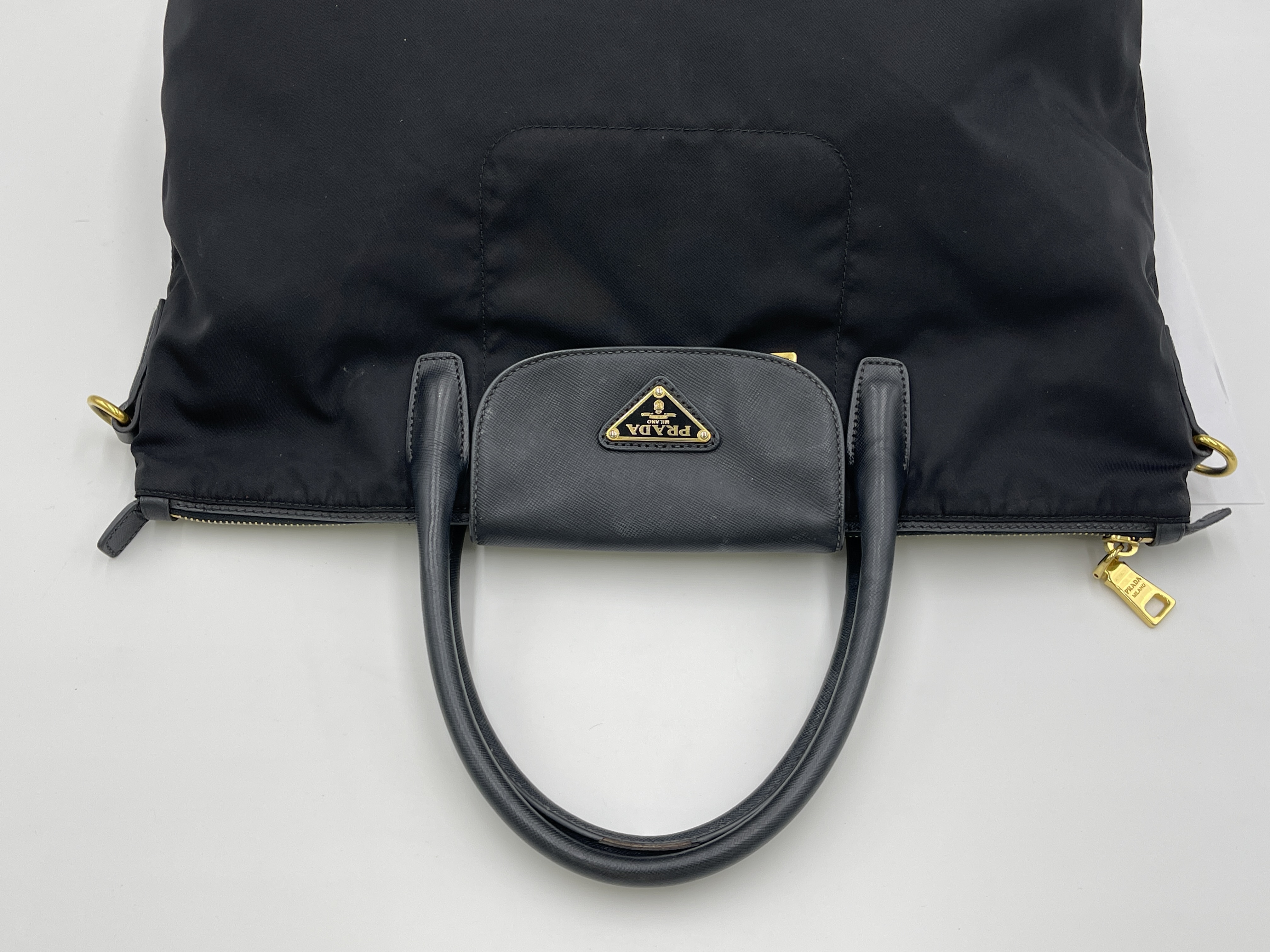Nylon Black Triangle Logo Handbag — view 3