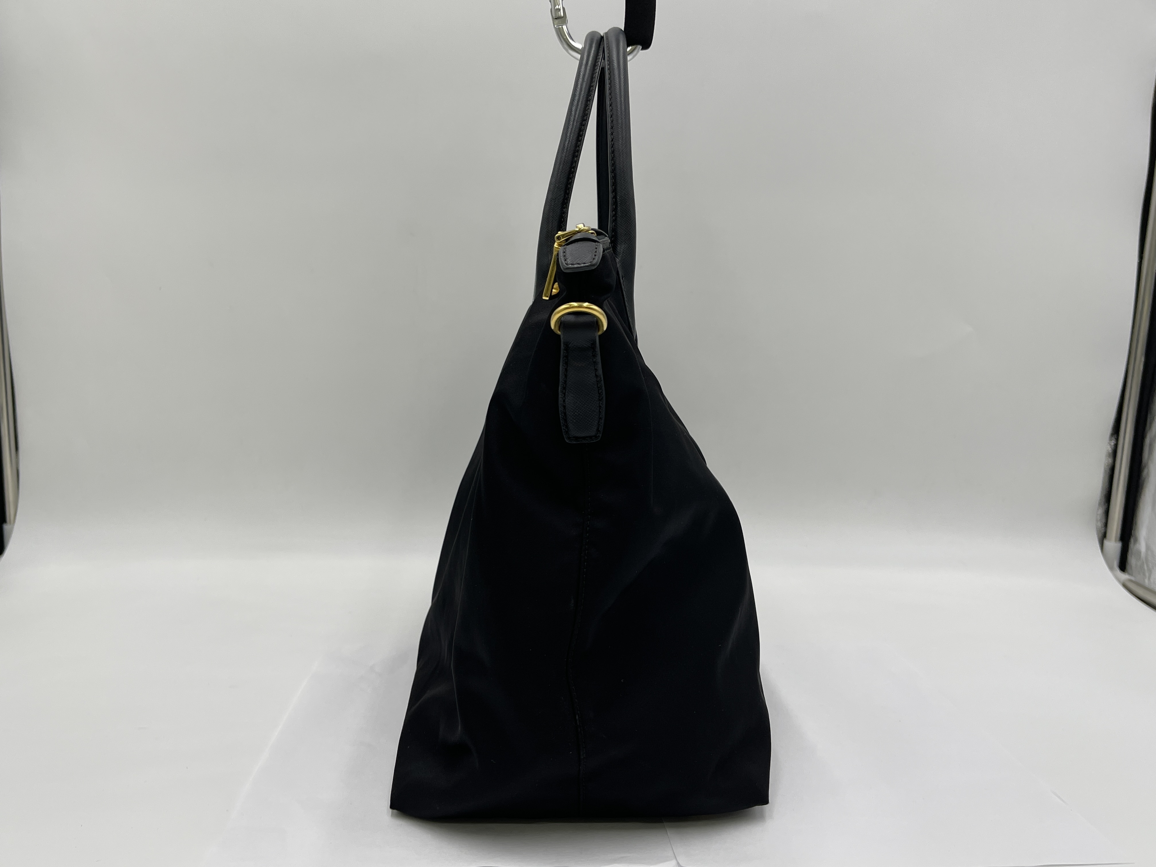 Nylon Black Triangle Logo Handbag — view 4