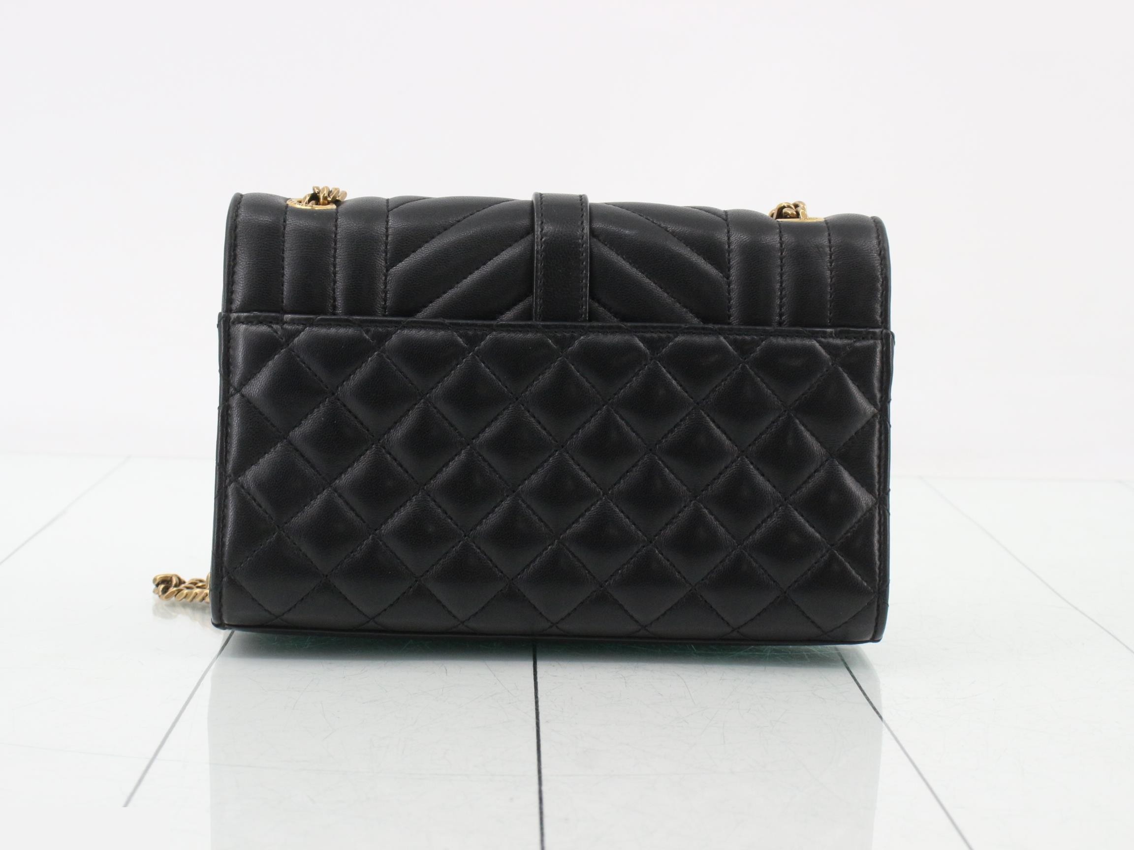 Envelope Leather Chain Shoulder Bag, Black — view 2