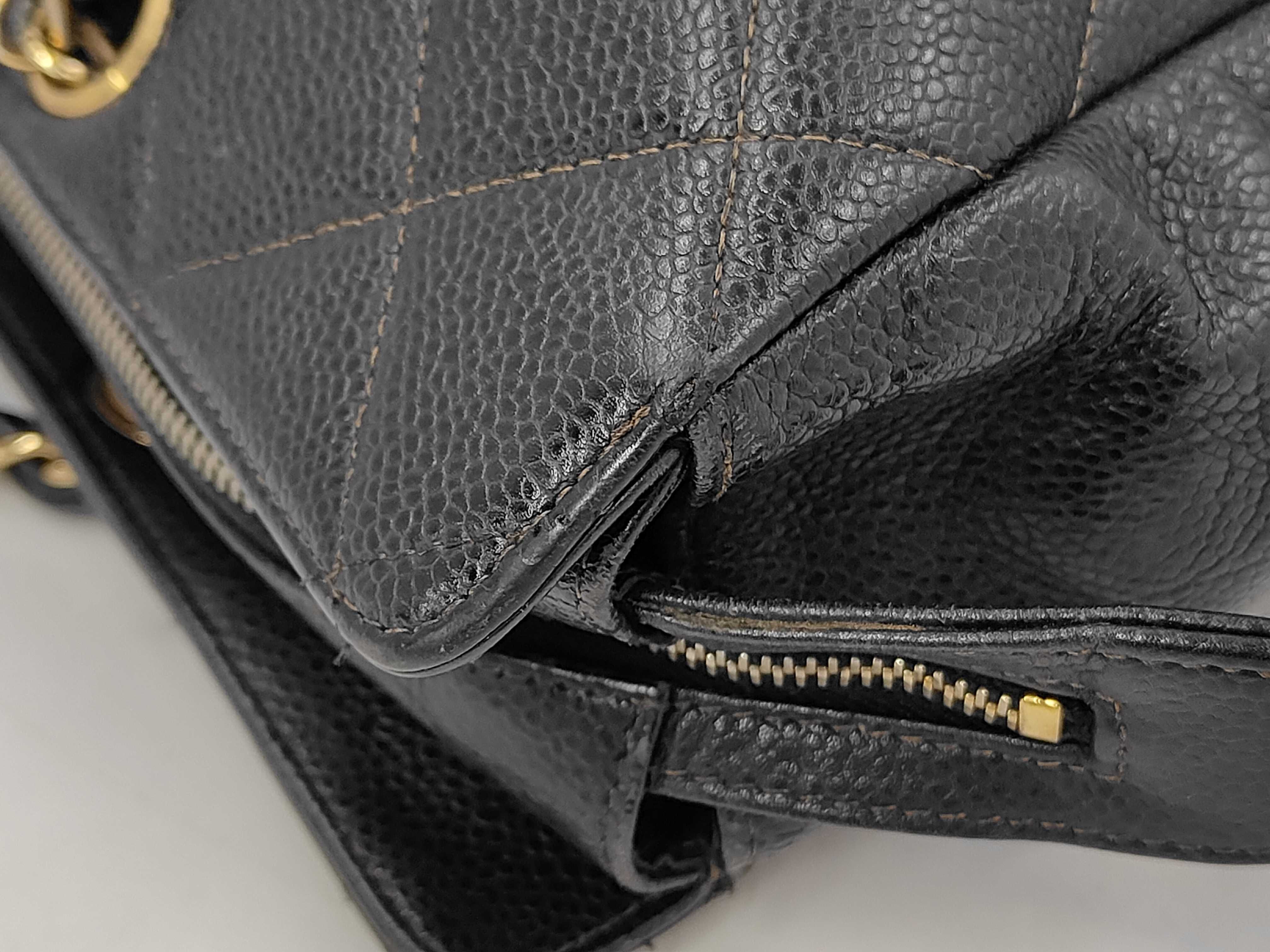 Matelassé Large Coco Chain Tote Bag, Gold, Caviar Leather Shoulder Bag — view 12