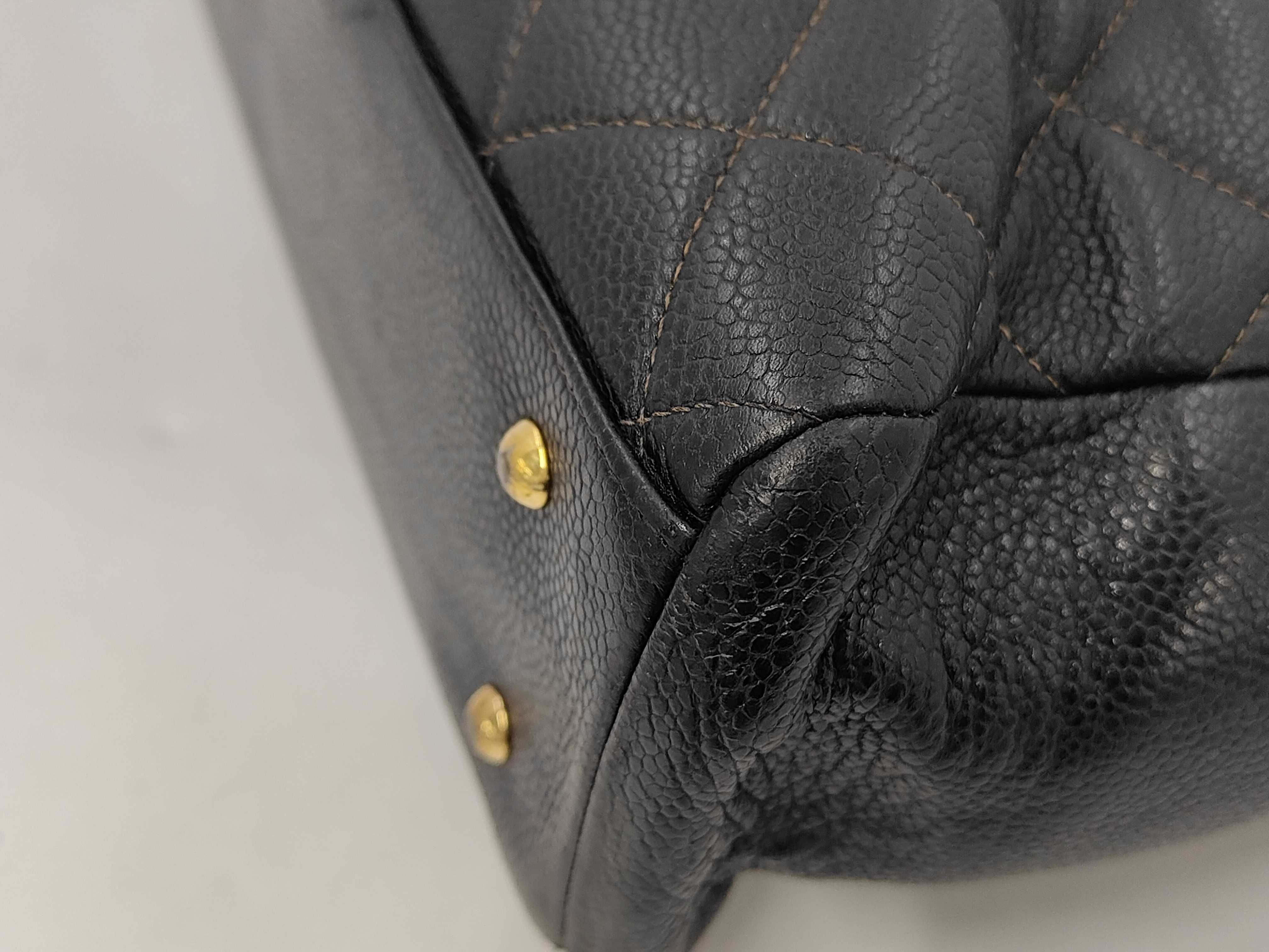 Matelassé Large Coco Chain Tote Bag, Gold, Caviar Leather Shoulder Bag — view 4