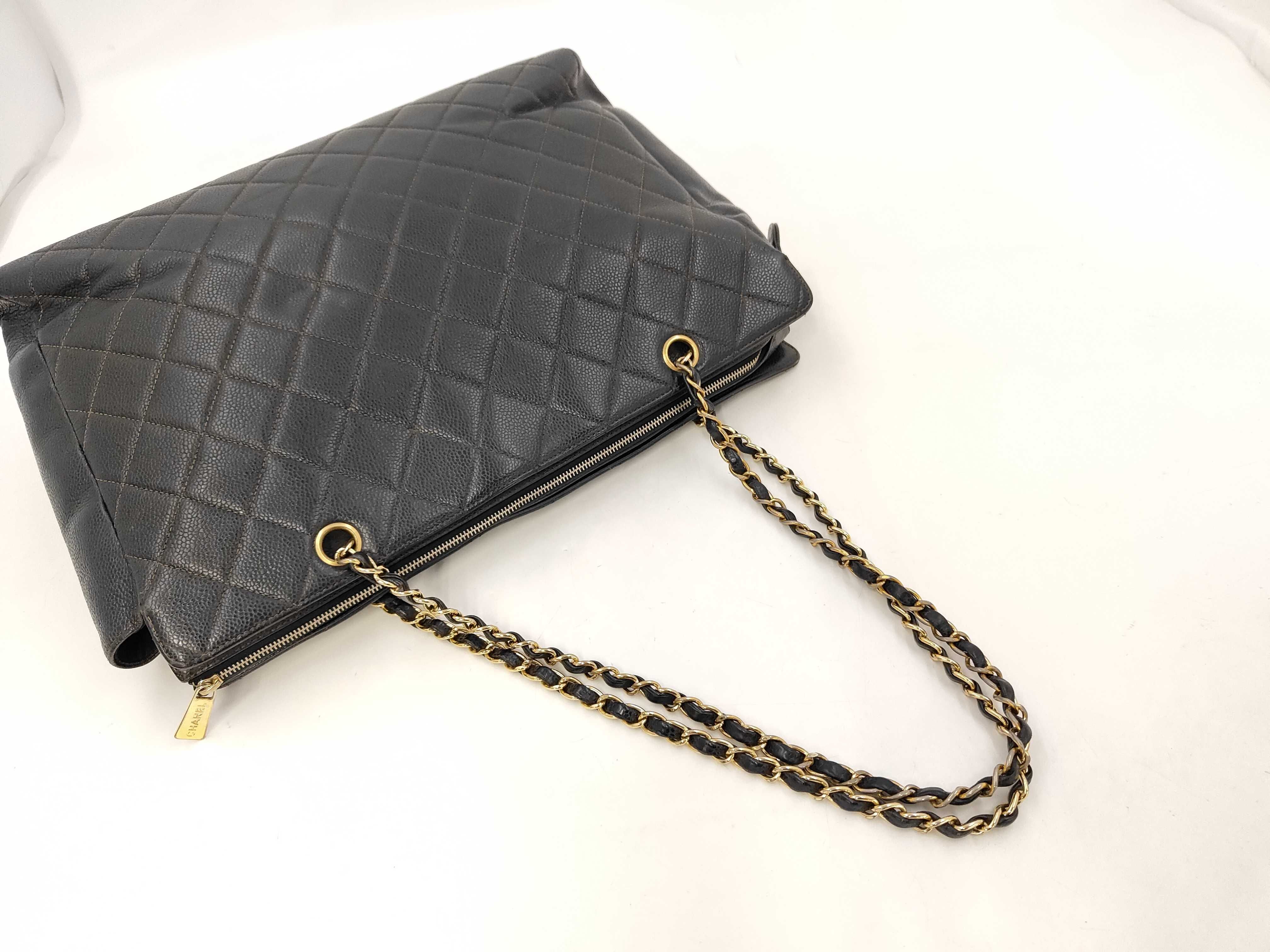 Matelassé Large Coco Chain Tote Bag, Gold, Caviar Leather Shoulder Bag — view 5