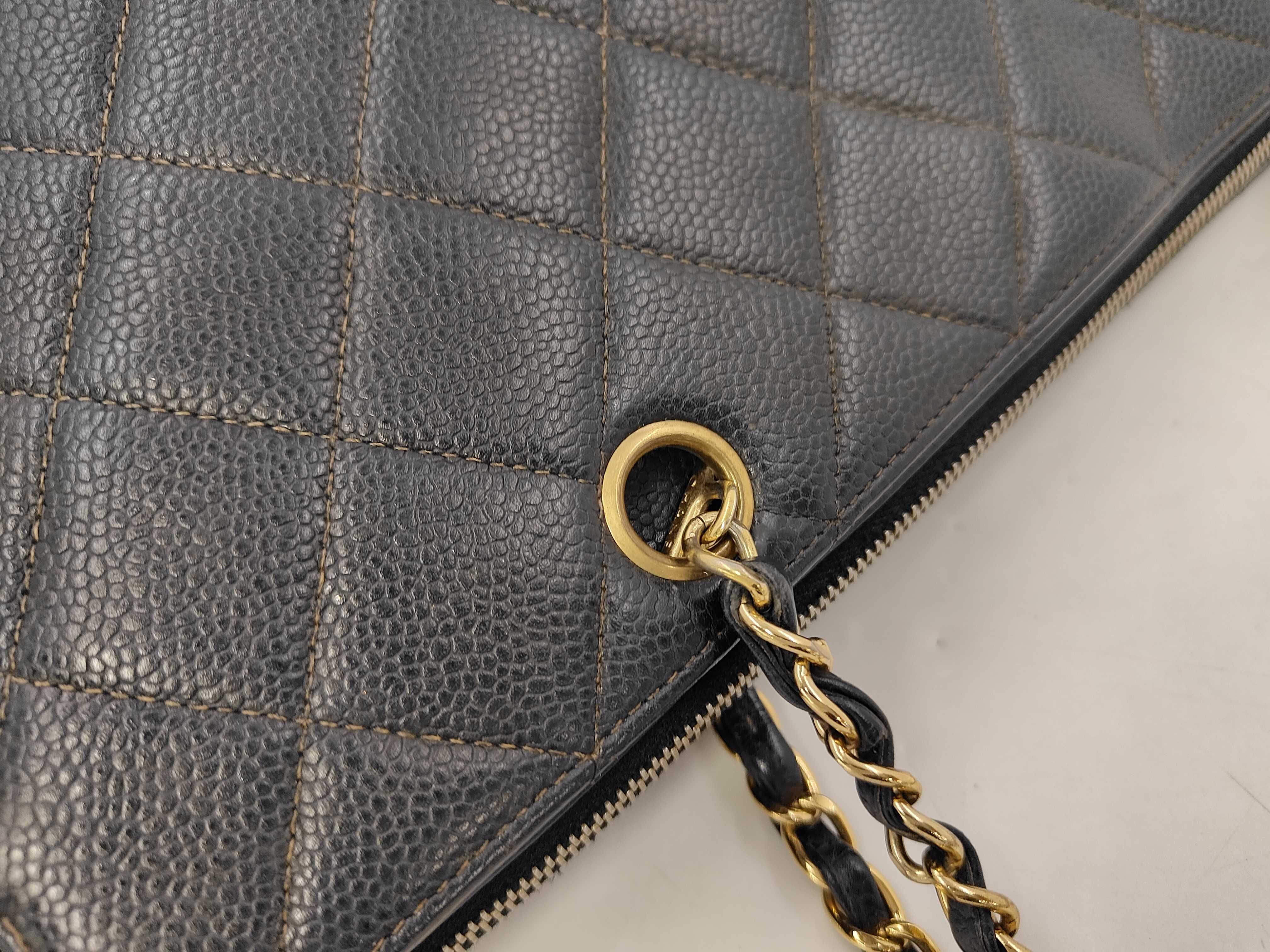 Matelassé Large Coco Chain Tote Bag, Gold, Caviar Leather Shoulder Bag — view 7