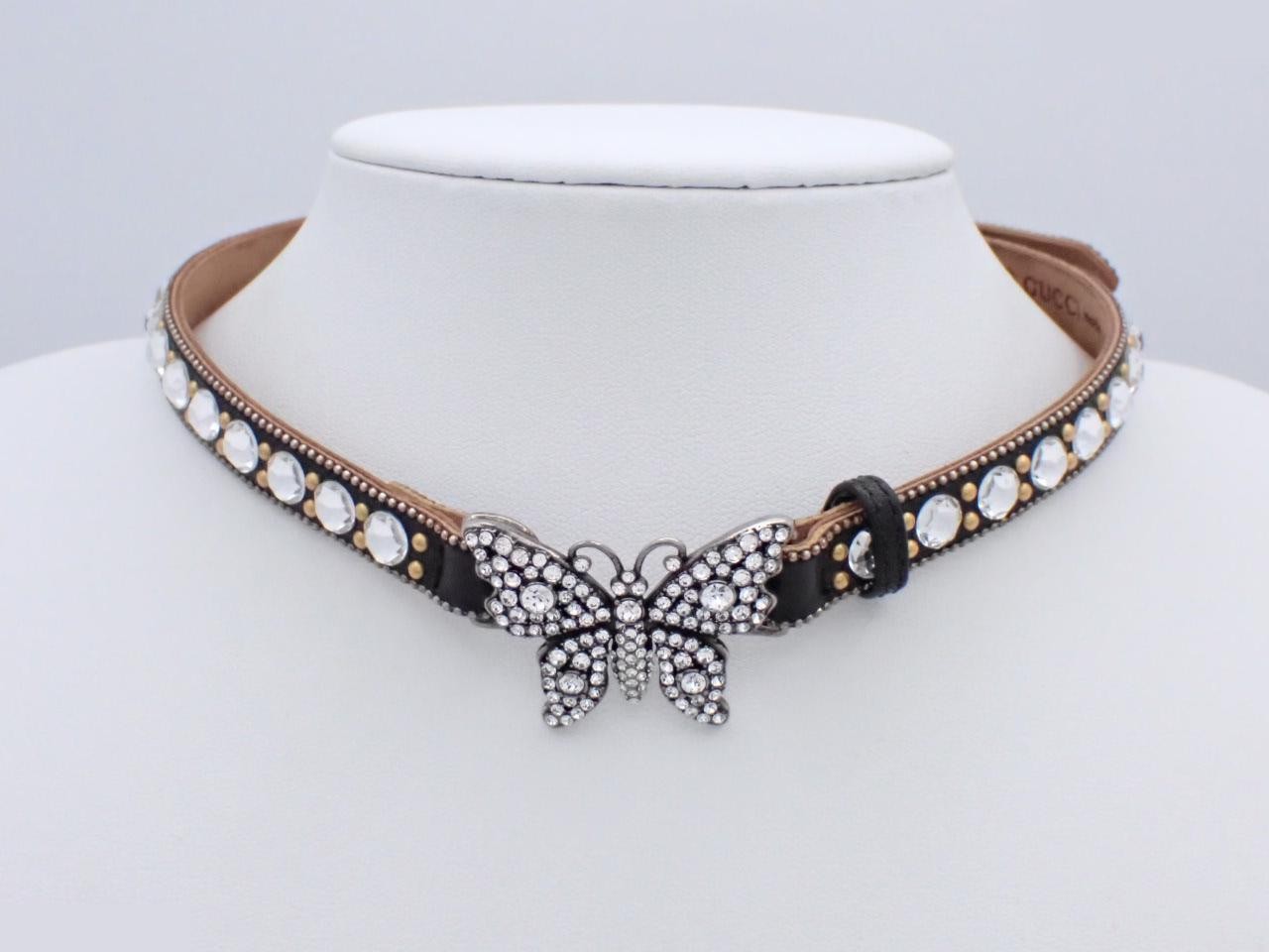 Crystal studded butterfly choker, approximately 47cm in length. — view 3