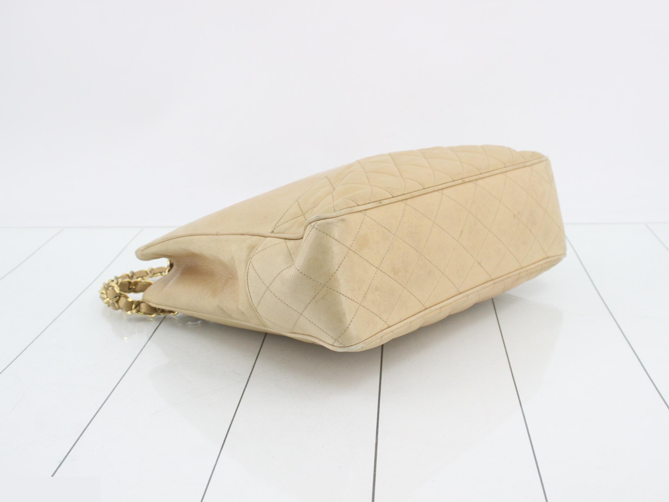 Leather Coco Mark Chain Semi-Shoulder Bag, Beige — view 5