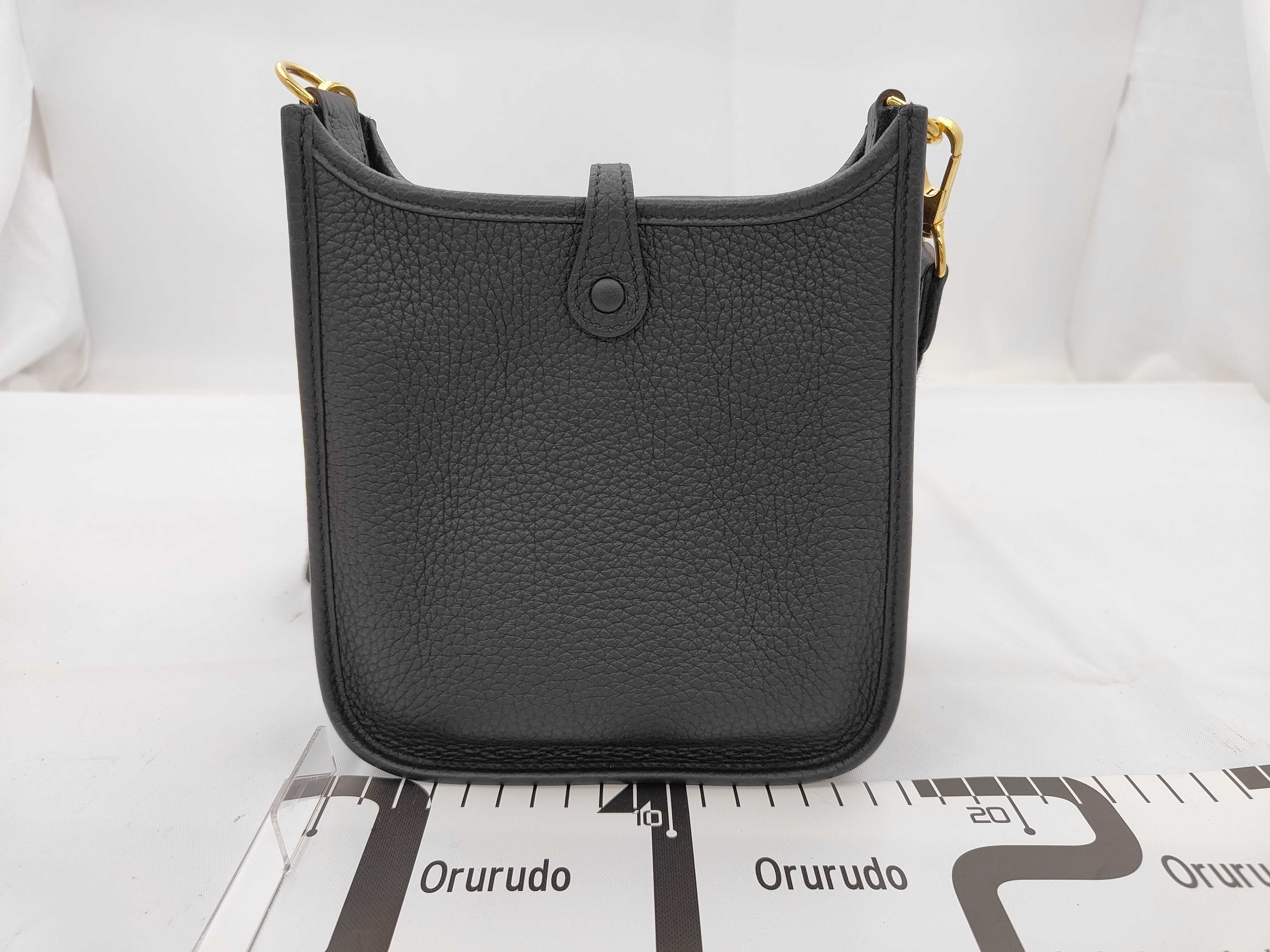 Evelyne TPM Taurillon Clemence Leather, Black, Gold Hardware, U Stamp, 100cm Shoulder Bag — view 2