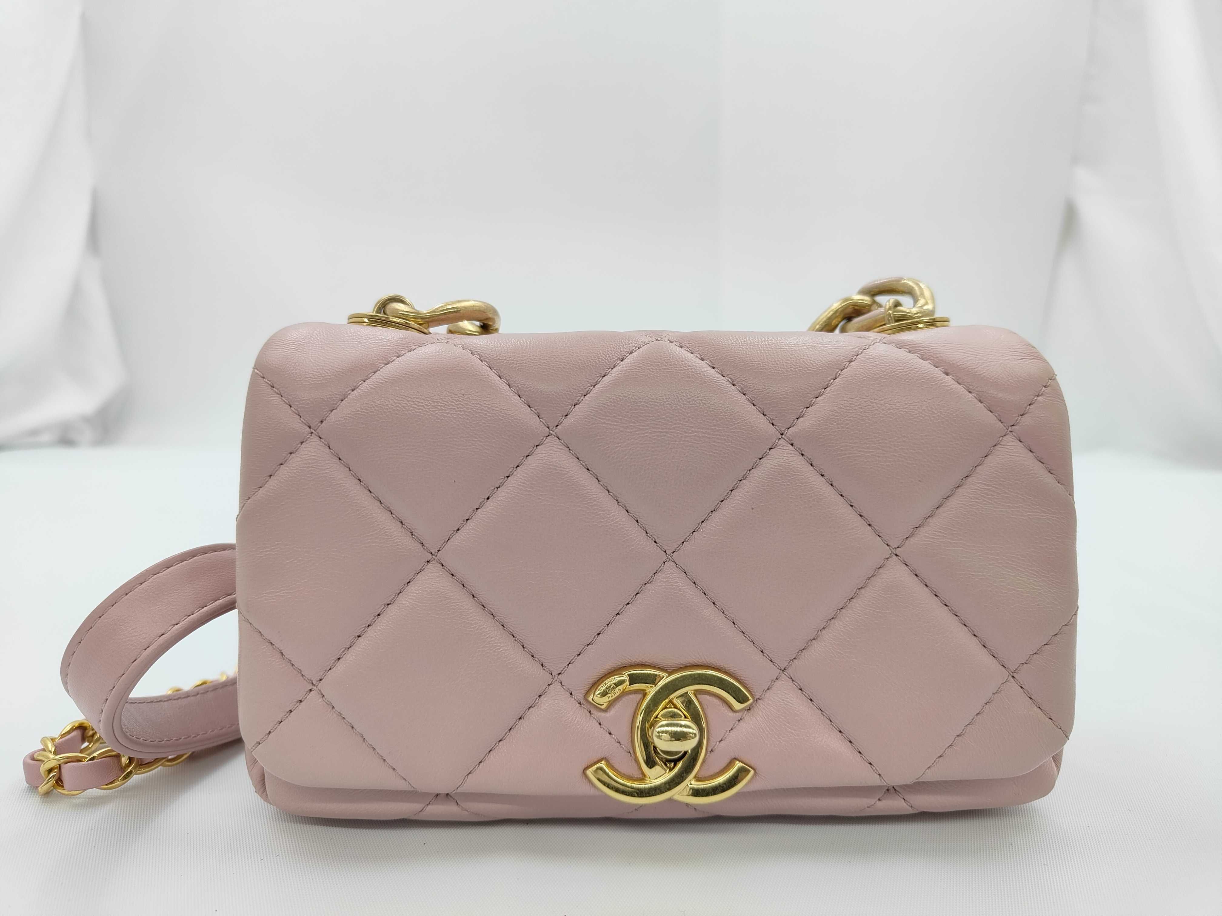 Mini Matelassé Lambskin Pink Chain Shoulder Bag