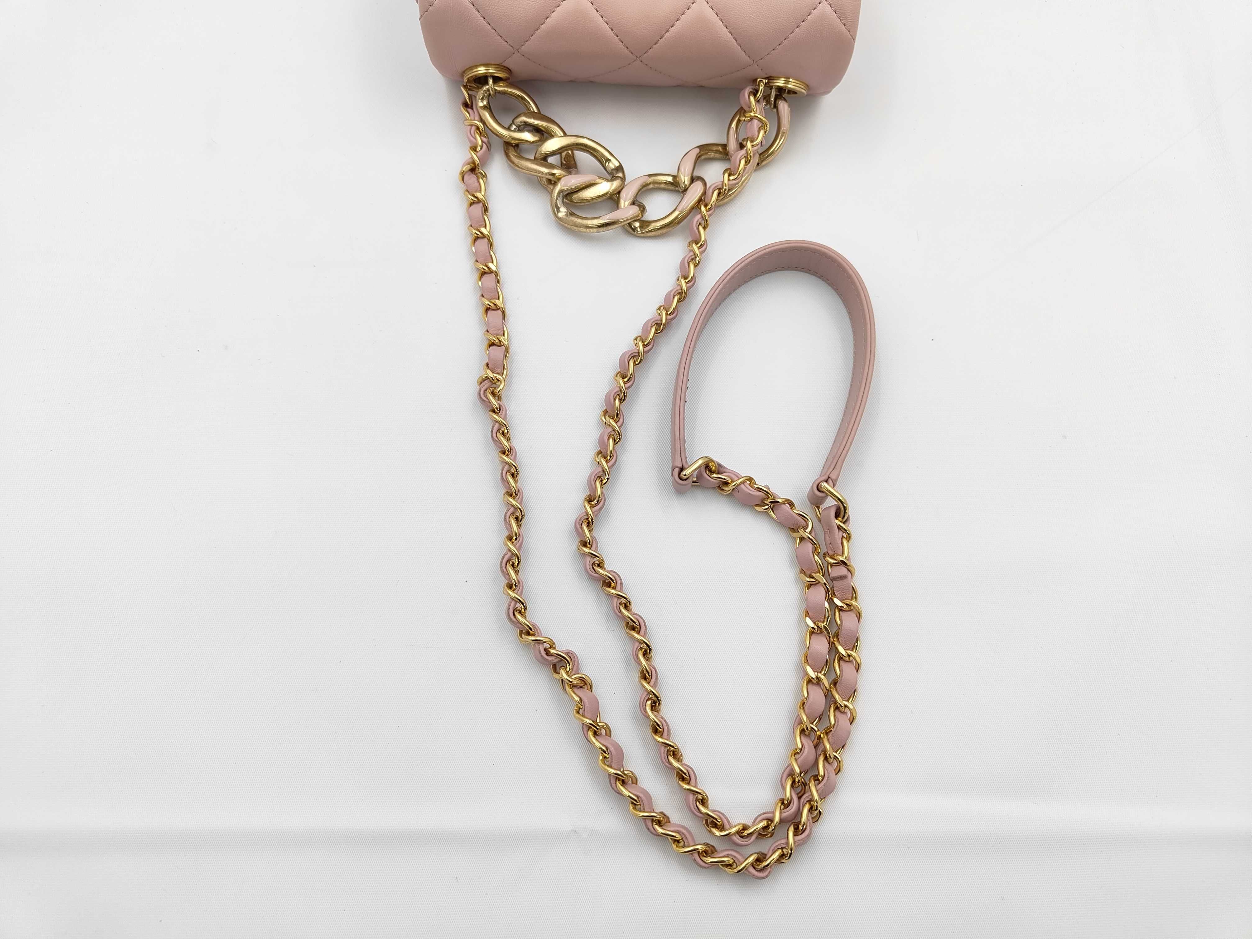 Mini Matelassé Lambskin Pink Chain Shoulder Bag — view 3