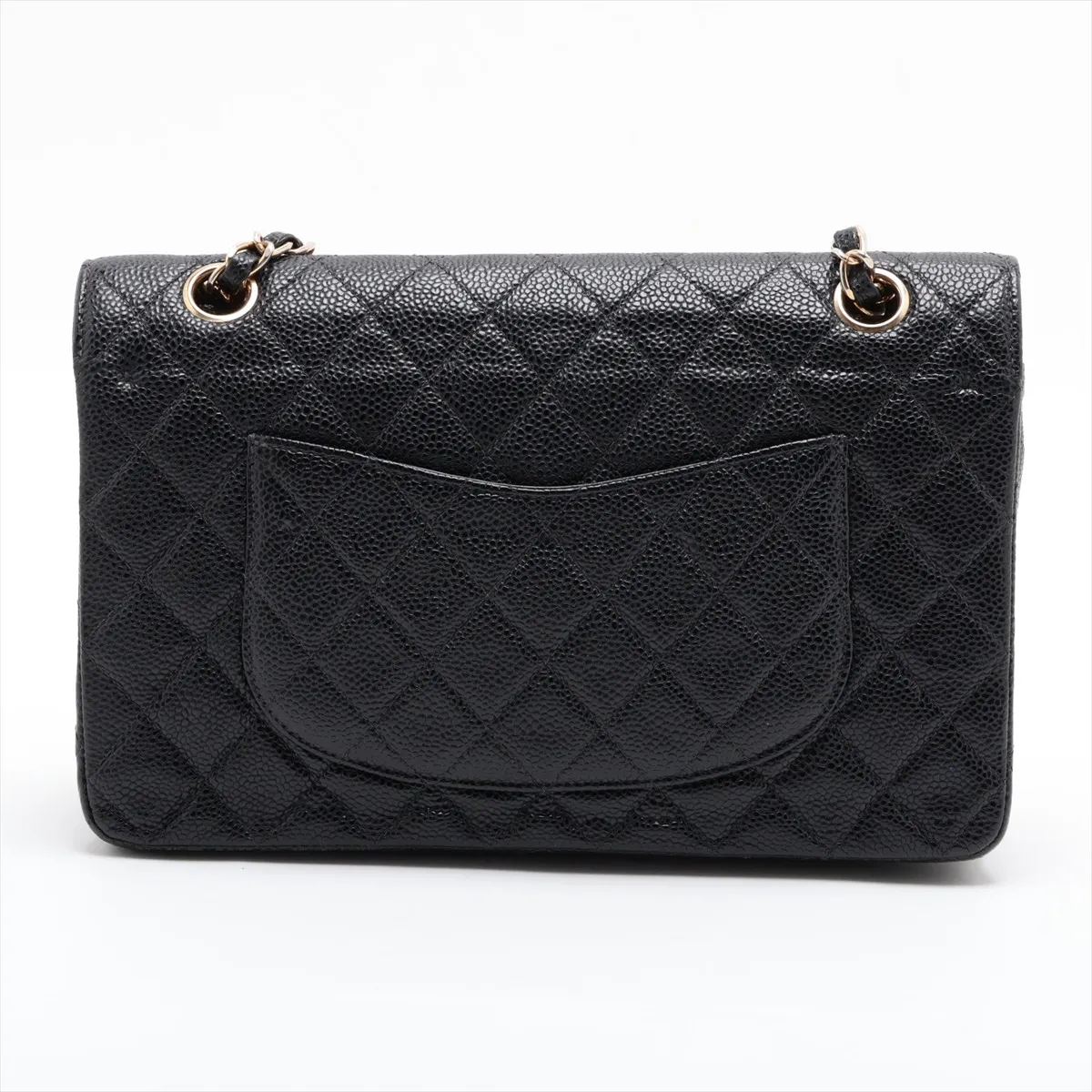 Matelassé 25 Caviar Skin Double Flap Double Chain Bag, Black with Gold Hardware, 8319104, Series 8, A01112 — view 2