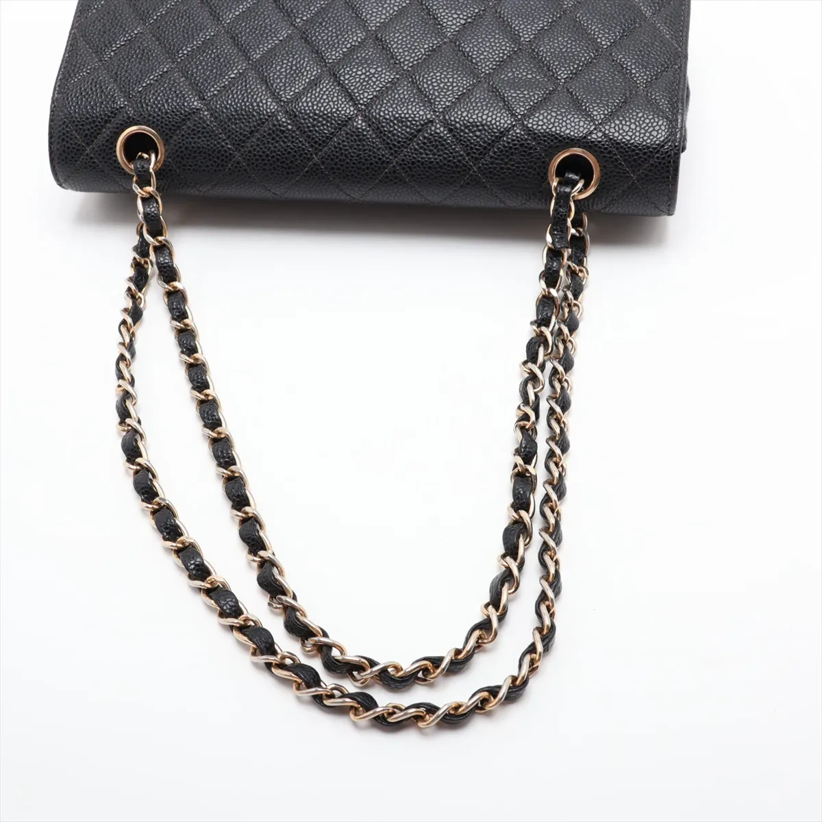 Matelassé 25 Caviar Skin Double Flap Double Chain Bag, Black with Gold Hardware, 8319104, Series 8, A01112 — view 5