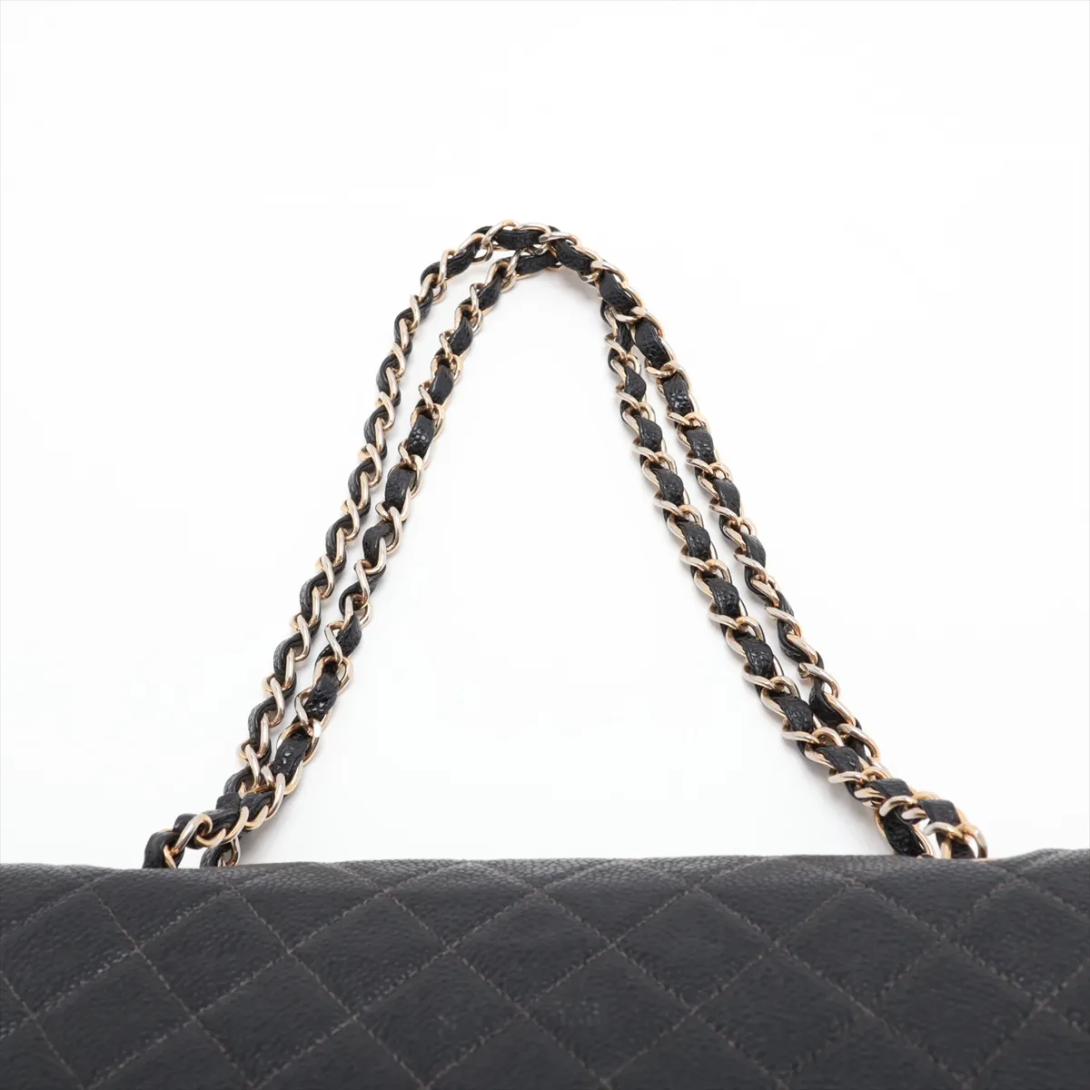 Matelassé 25 Caviar Skin Double Flap Double Chain Bag, Black with Gold Hardware, 8319104, Series 8, A01112 — view 6