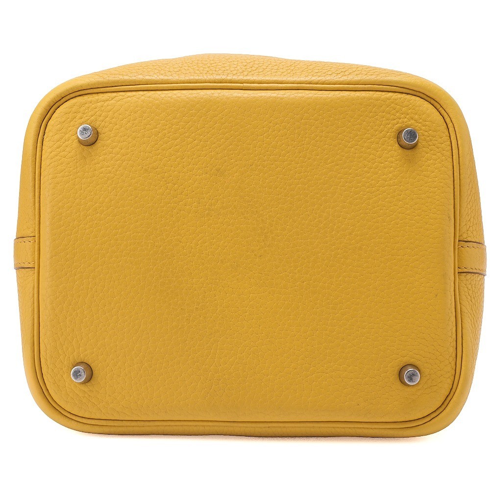 Picotin MM Taurillon Leather Handbag, Jaune (Yellow), Silver Hardware, M Stamp — view 4