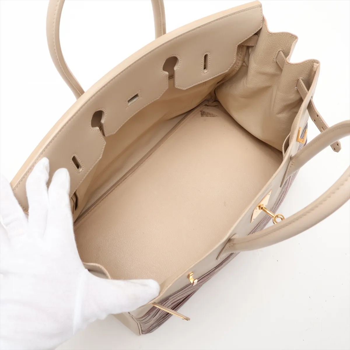 [Individually packaged] Hermes Birkin 35 Letournée Vibrato x Veau Gulliver Trench Coat with Gold Hardware E: 2001 — view 7