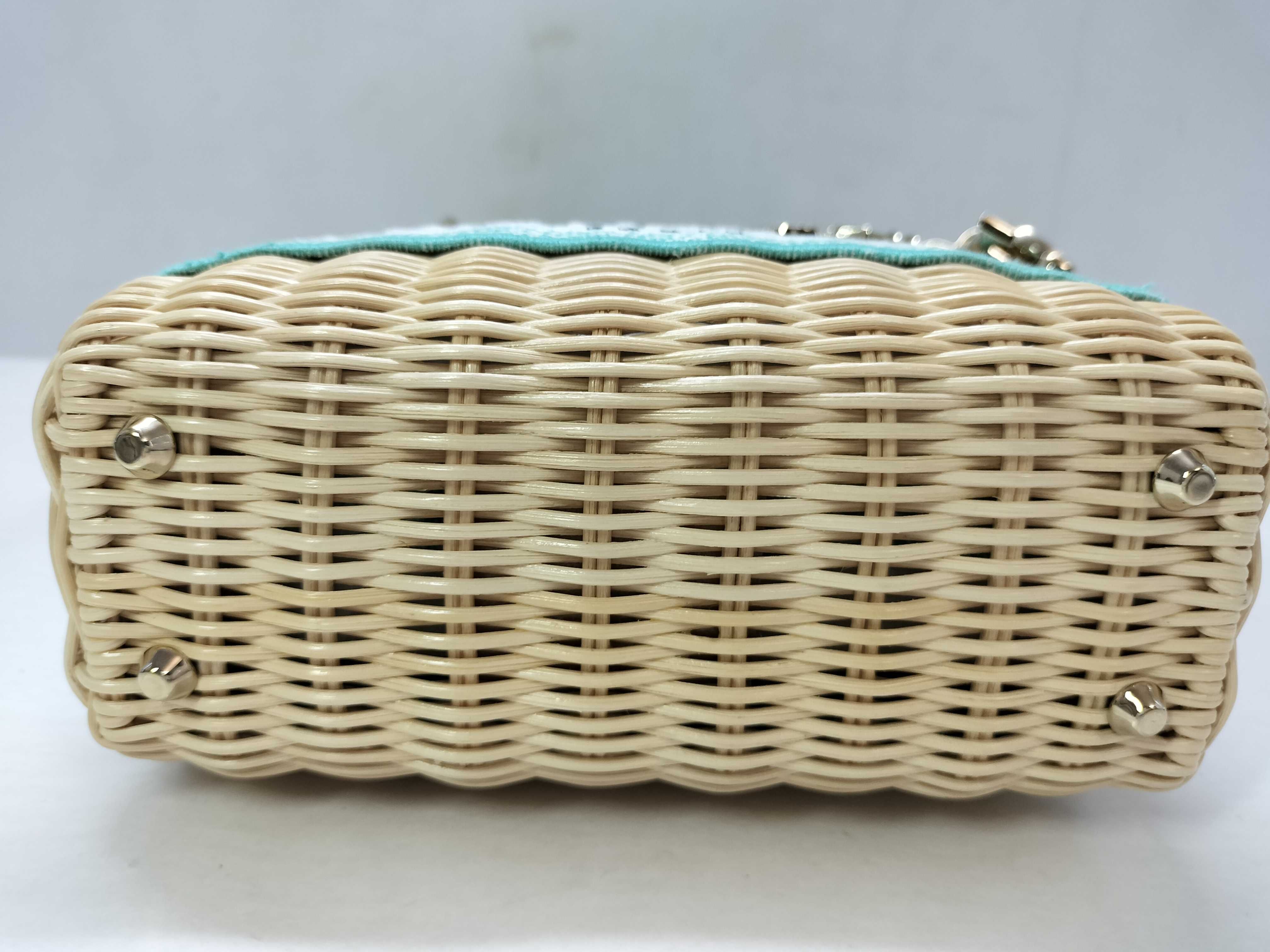 Christian Lady Dior Raffia Wicker Toile de Jouy Gold Hardware Handbag — view 13